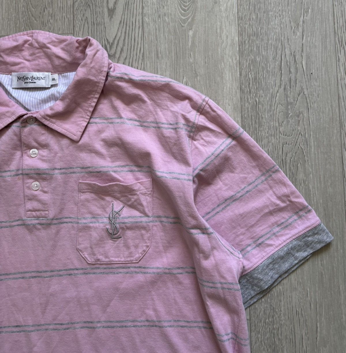Vintage × Yves Saint Laurent Vintage Yves Saint Laurent YSL Polo T Shirt Striped Size US XL / EU 56 / 4 - 2 Thumbnail