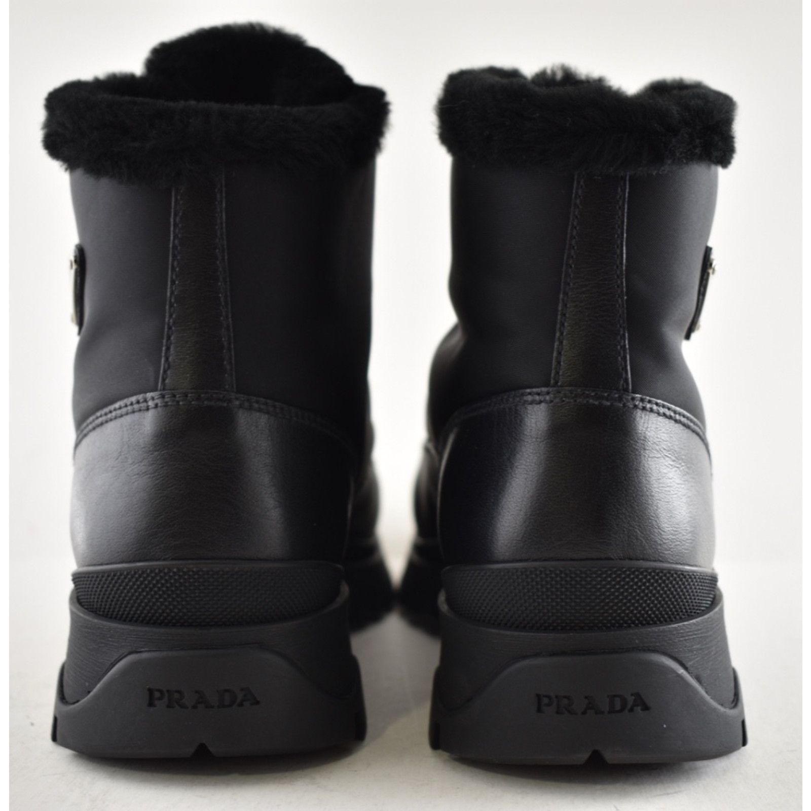 Prada Prada Brixxen 38 Black Shearling Leather Nylon Lug Sole Size US 10.5 / IT 40.5 - 18 Thumbnail