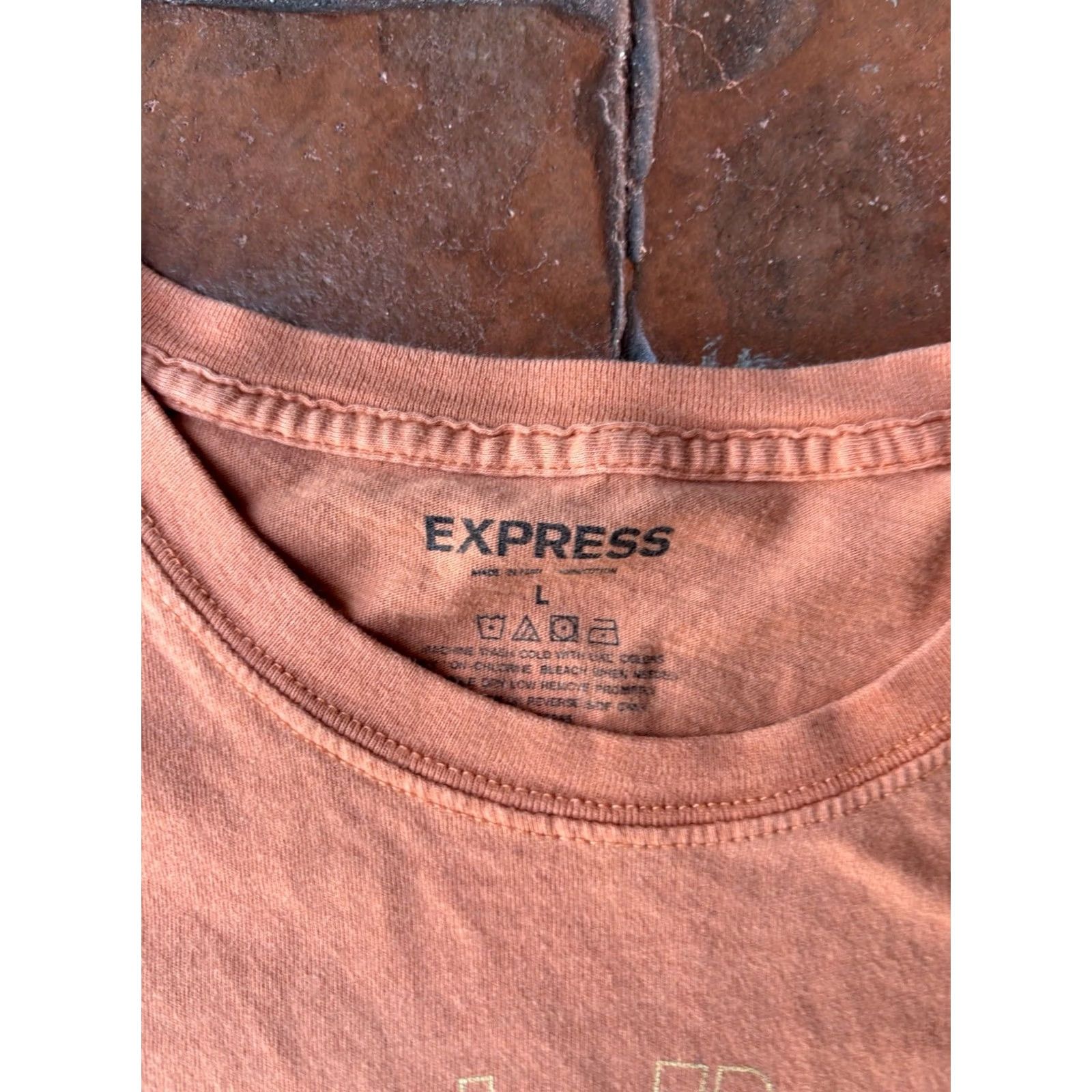 Express VINTAGE Express T-Shirt Large Grunge Skull Wings Cyber Orange Cotton Men Short Sleeve Crew Neck Size US L / EU 52-54 / 3 - 2 Thumbnail