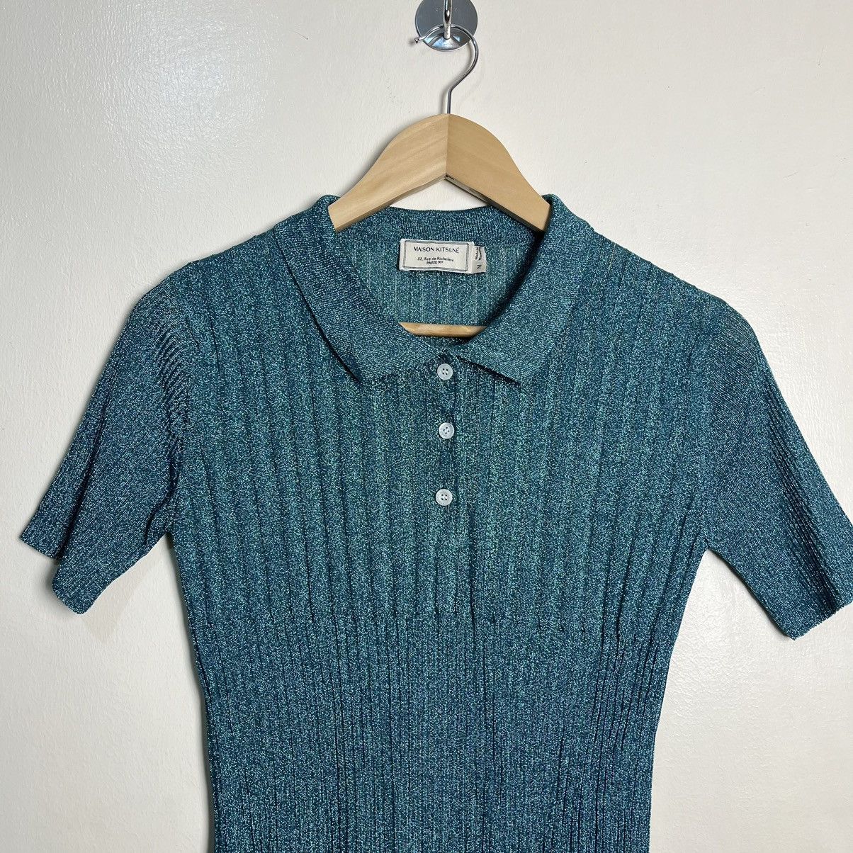 Maison Kitsune Maison Kitsune Short Sleeve Lame Knit Tops Size M / US 6-8 / IT 42-44 - 2 Thumbnail