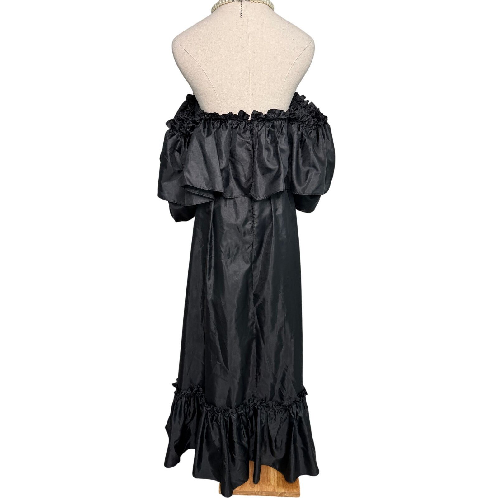 LoveShackFancy LoveShackFancy Tara Ruffle-trim Taffeta Dress black size 2 Size XS / US 0-2 / IT 36-38 - 7 Thumbnail