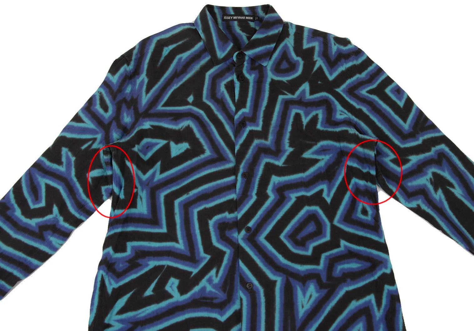 Issey Miyake Psychedelic Line Print Shirt in Blue Aqua Black Size US XL / EU 56 / 4 - 2 Thumbnail