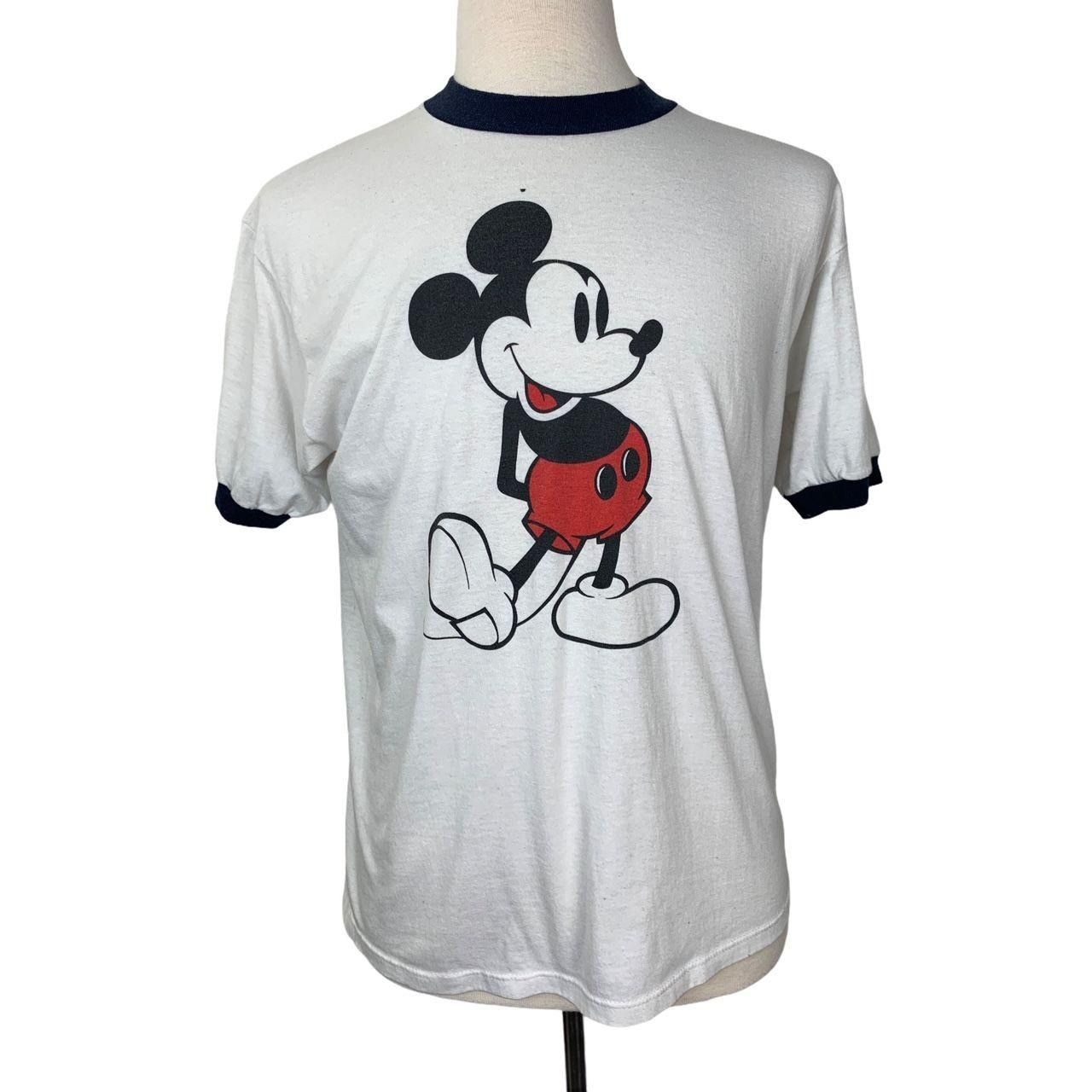 Disney × Streetwear Vintage Disney Mickey Mouse Ringer T Shirt Xl White