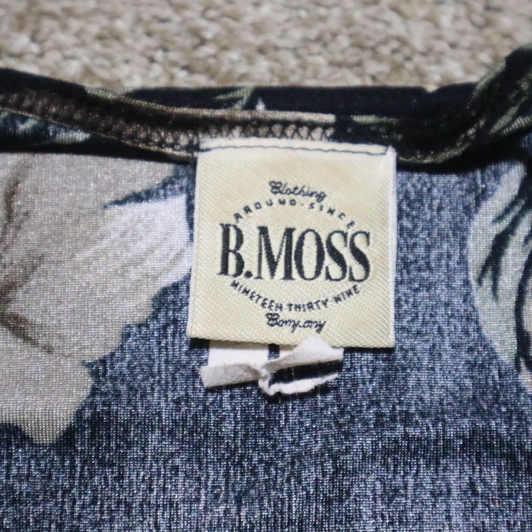 Vintage B. Moss Shirt Women's Size M Black Floral Square Neck 3/4 Sleeve Brown on Black Shirt Top Half Sleeve Flower Vintage No Size M / US 6-8 / IT 42-44 - 3 Thumbnail