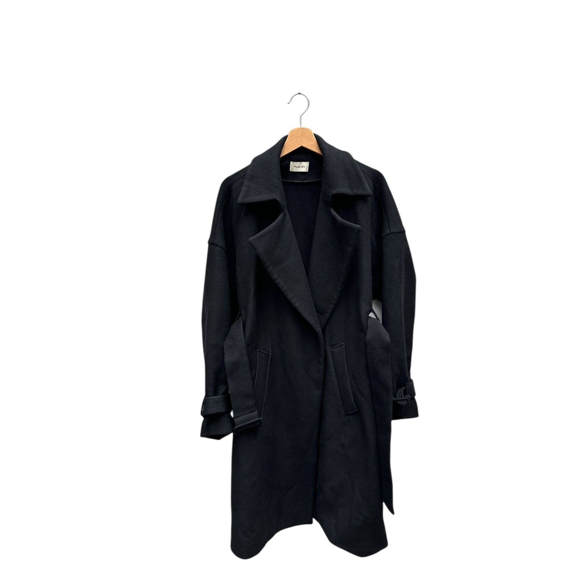 Mugler Black Wool Belted Coat Size M / US 6-8 / IT 42-44 - 3 Thumbnail