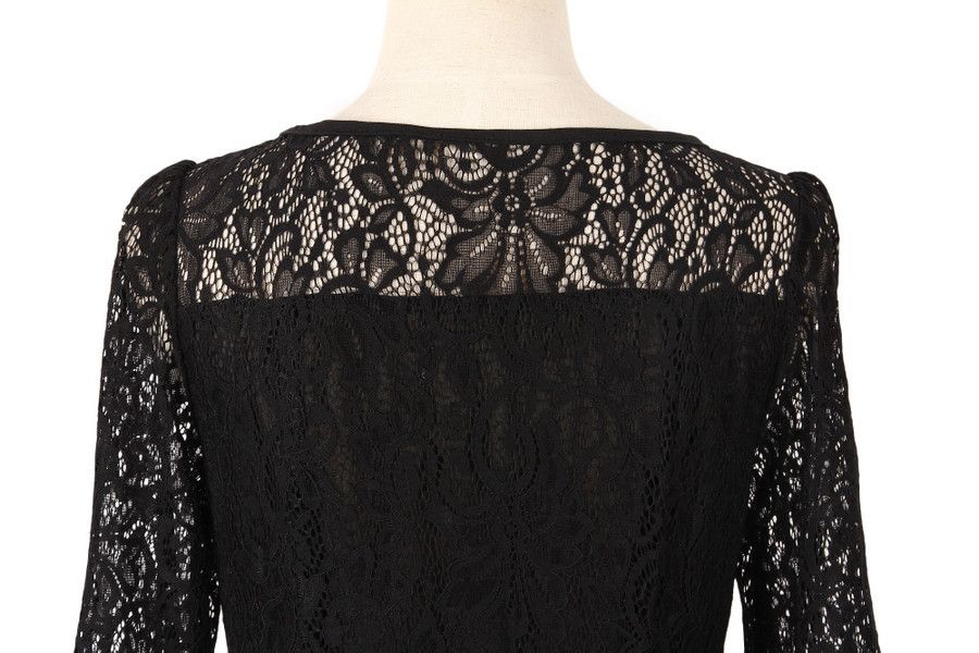 Other Round neck short sleeves black lace women dress Size M / US 6-8 / IT 42-44 - 5 Thumbnail