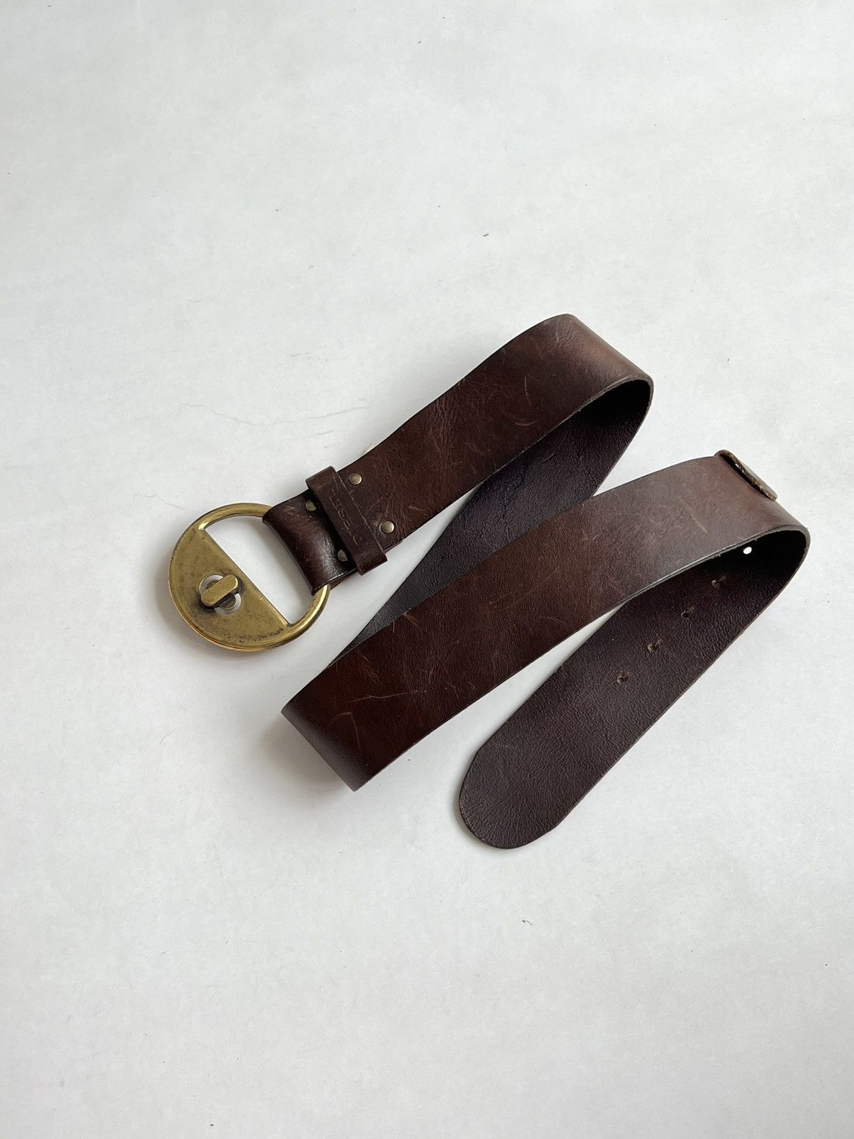 Diesel × Vintage Vintage 90s Diesel Oversized Wide Leather Belt Size ONE SIZE - 4 Thumbnail