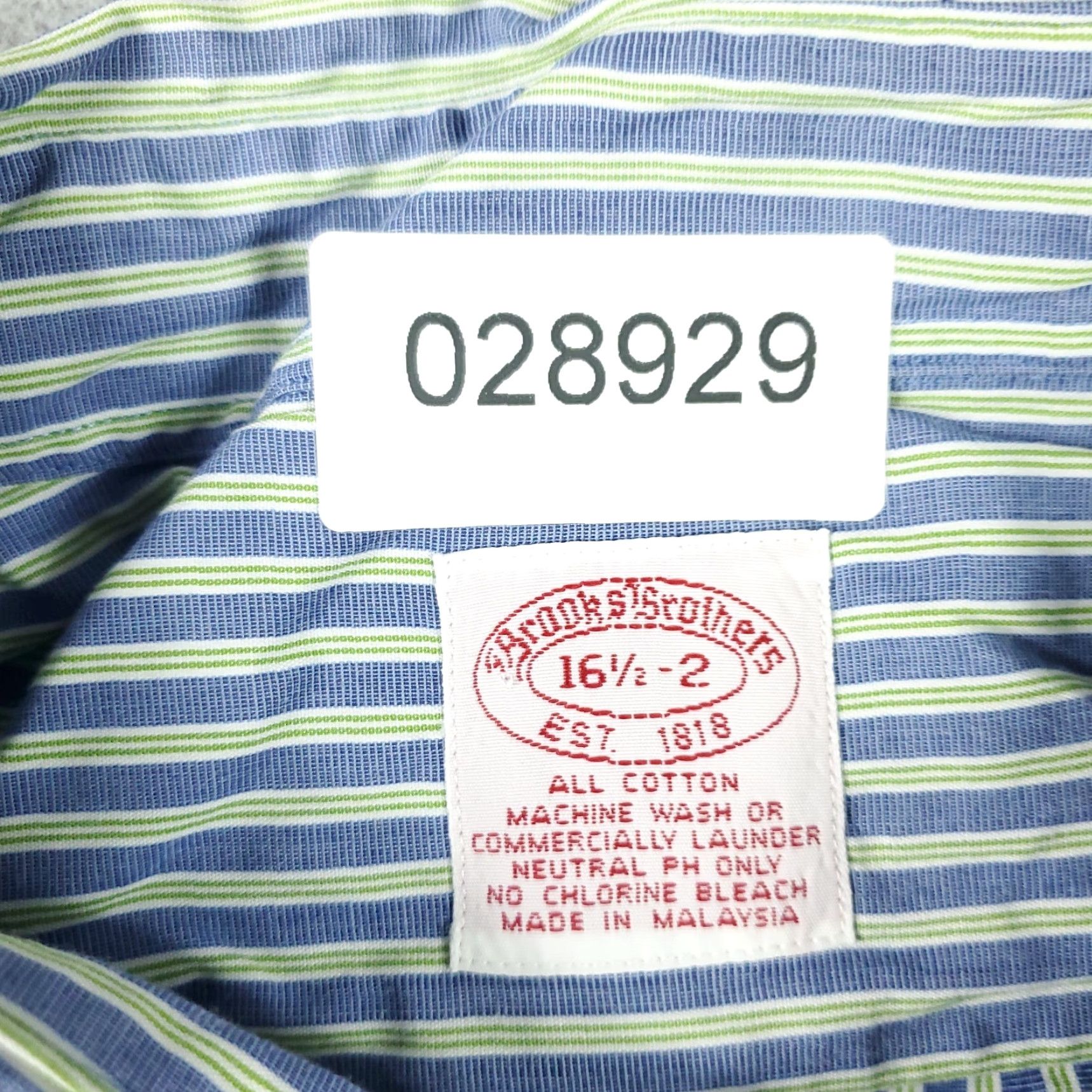Brooks Brothers VINTAGE? No. Brooks Brothers Shirt Mens 16.5 Blue Green Striped Dress Button Up Long Sleeve Size 42R - 7 Thumbnail