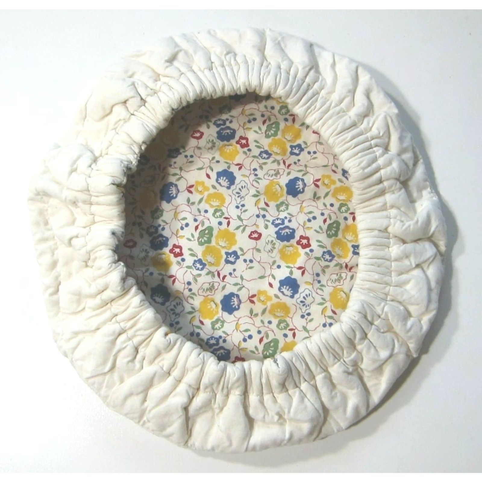 Vintage Vintage Floral Reversible Hair Cover Bonnet Head Wrap Cap L Cotton Yellow Blue Floral Reversible Lined Pink 100% Cotton Womens Bonnet Cap L Size ONE SIZE - 5 Thumbnail