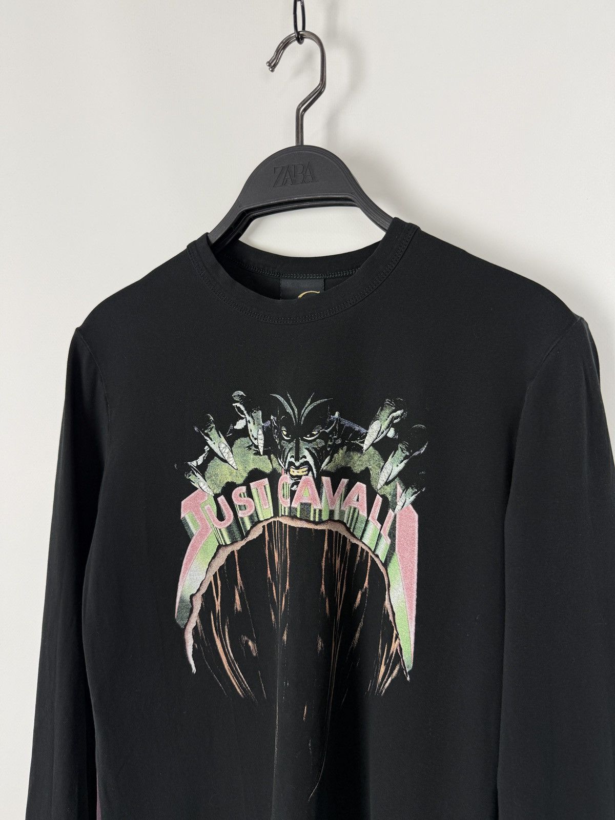 Just Cavalli Horror Monster Graphic Distressed Long Sleeve S