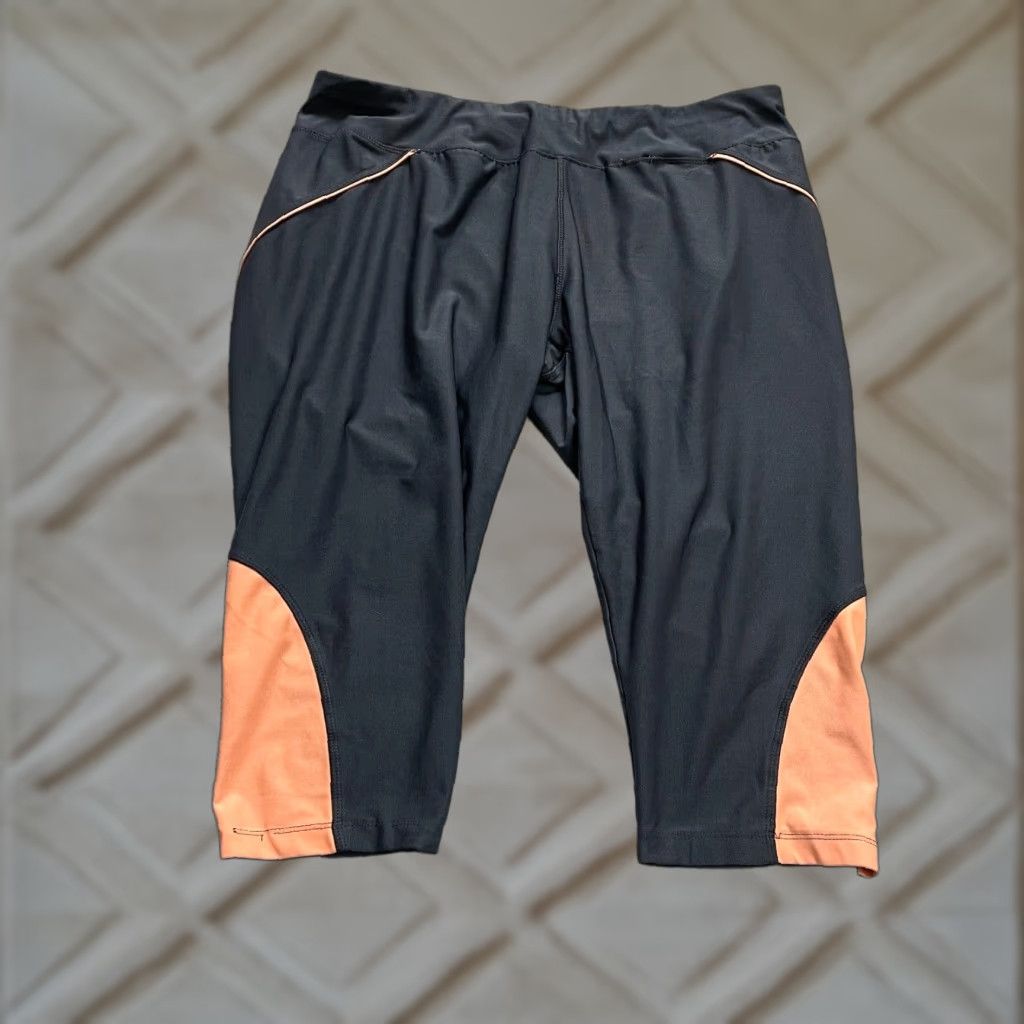 Avia VINTAGE Avia Active Pants Compression Womens L Black Orange Cropped Biking Gym 33x17 Size 36" / US 14 / IT 50 - 1 Thumbnail