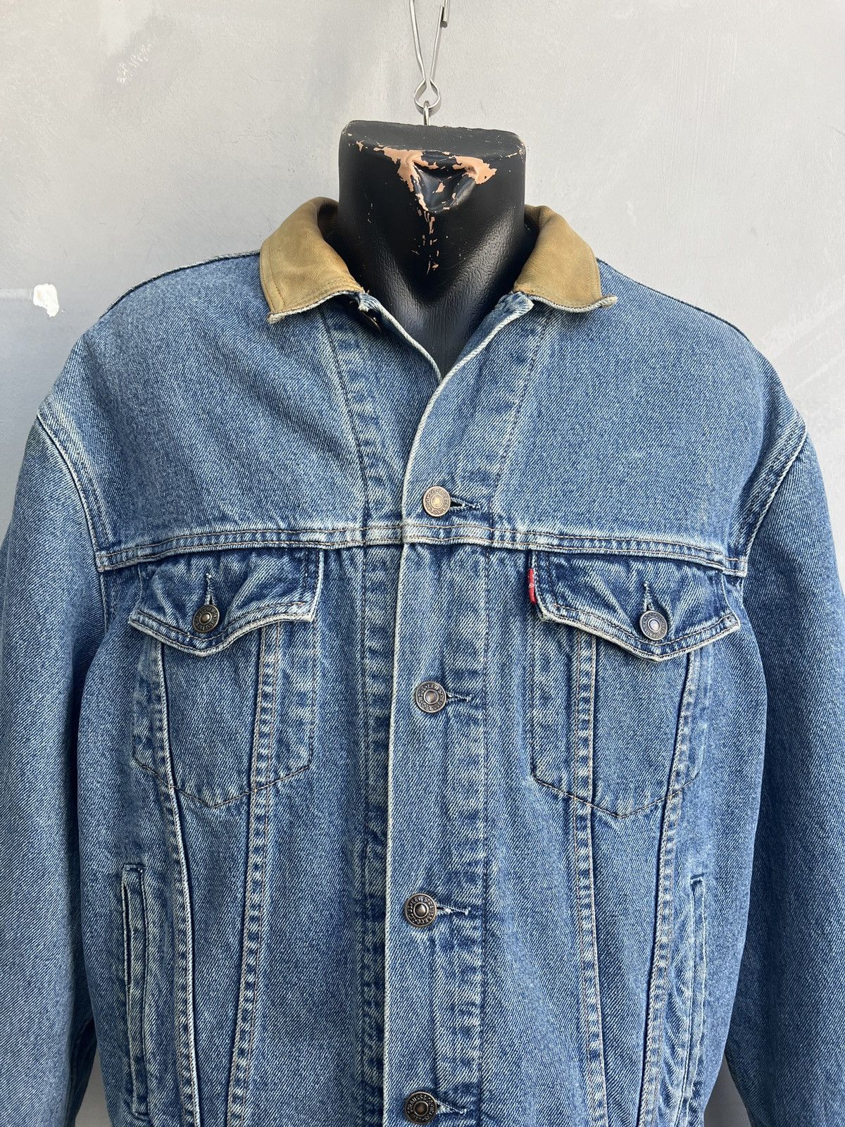Levi's Vintage 90s Levis trucker jacket leather collar retro Size US M / EU 48-50 / 2 - 2 Thumbnail