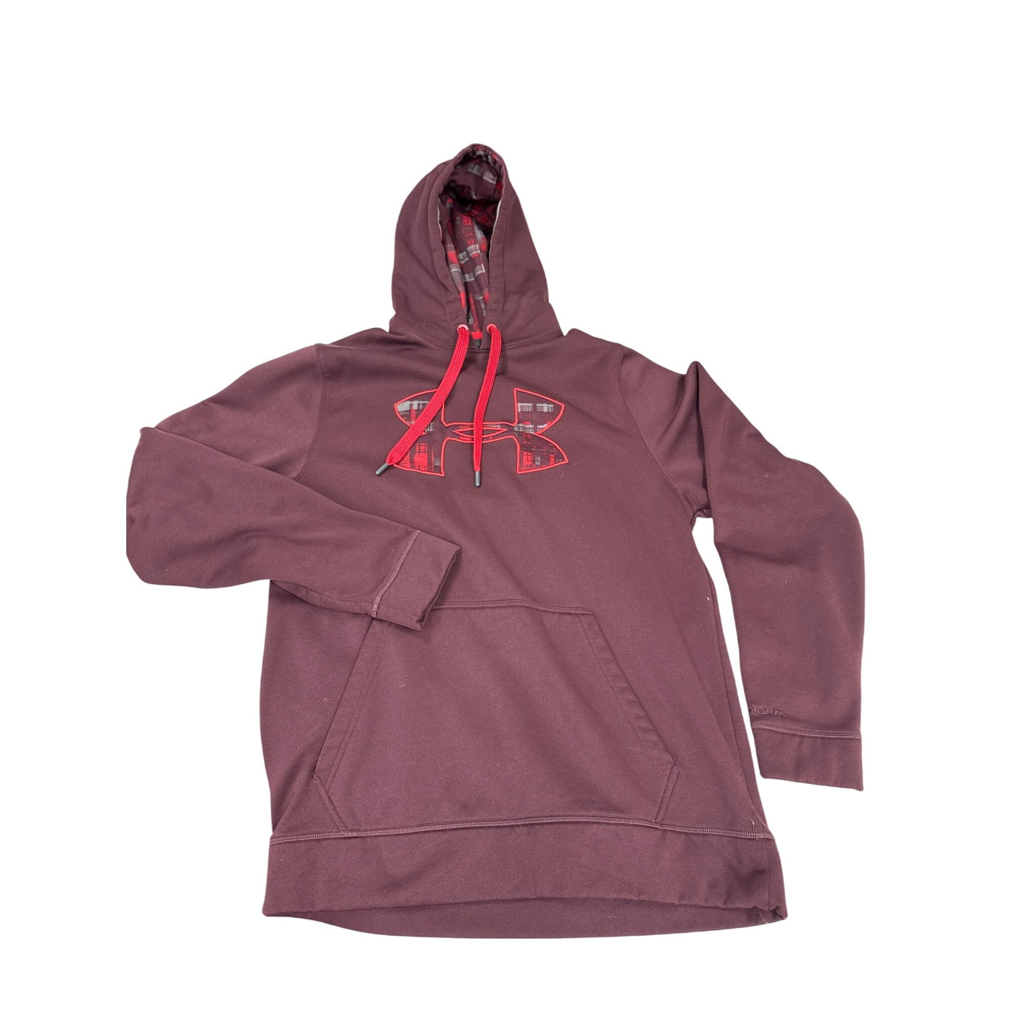 Under Armour Under Armour Mens Burgundy Hoodie With Plaid Logo & Red Draw Size US M / EU 48-50 / 2 - 1 Thumbnail