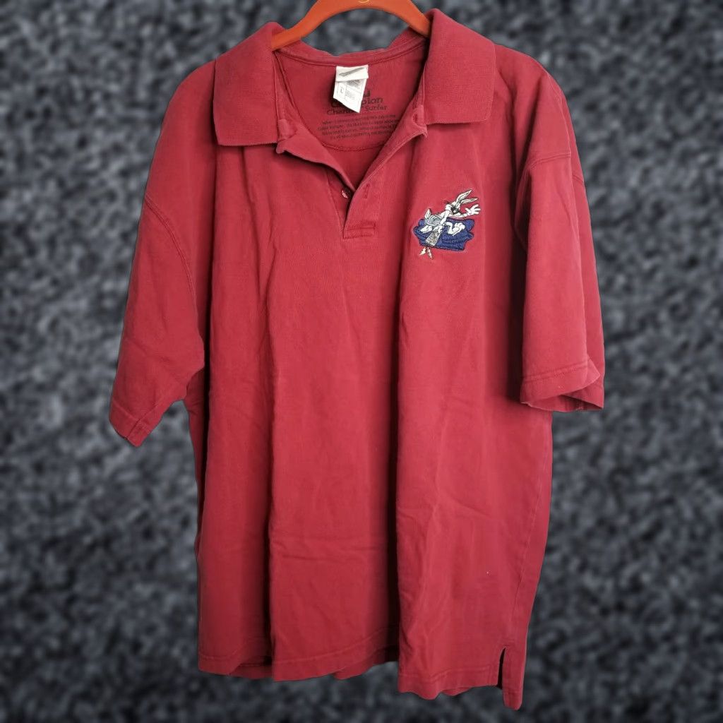 Vintage VINTAGE Warner Bros Polo Shirt Mens L Bugs Bunny Red Channel Surfer Polo Shirt Size US L / EU 52-54 / 3 - 1 Thumbnail
