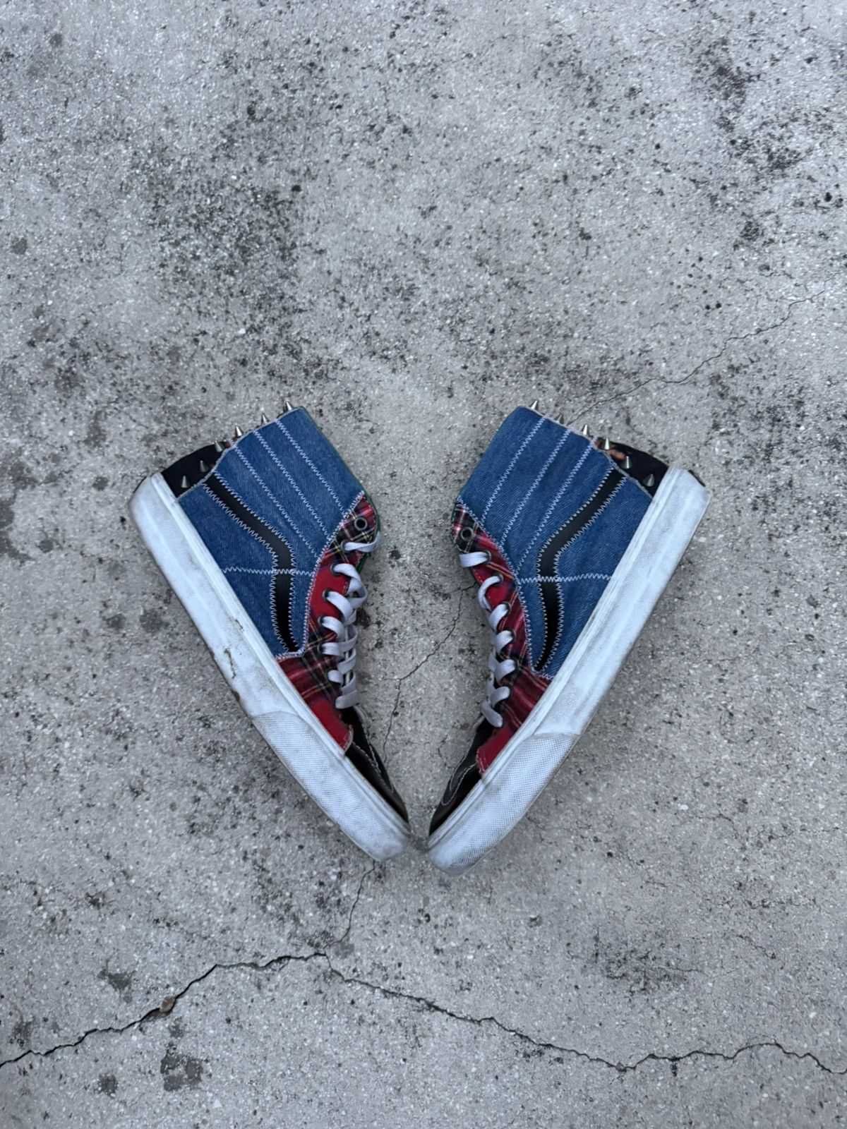 Vans Vans Sk8-Hi Tartan Daze Leather Denim Studded Men's Size 9 Size US 9 / EU 42 - 2 Thumbnail