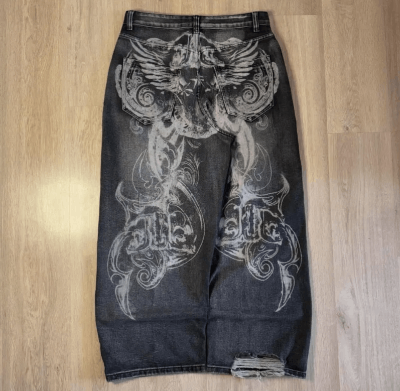 Japanese Brand Oversized Pattern Printing Old Baggy Jeans Size US 36 / EU 52 - 1 Thumbnail