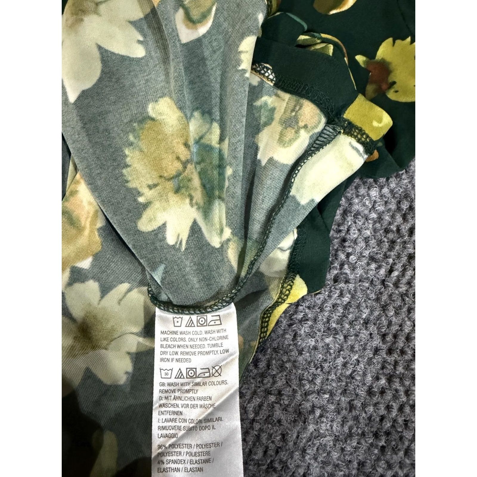 Vintage Susan Graver Blouse Womens L Green Floral Mock Neck Long Sleeve Tunic Top Size L / US 10 / IT 46 - 6 Thumbnail