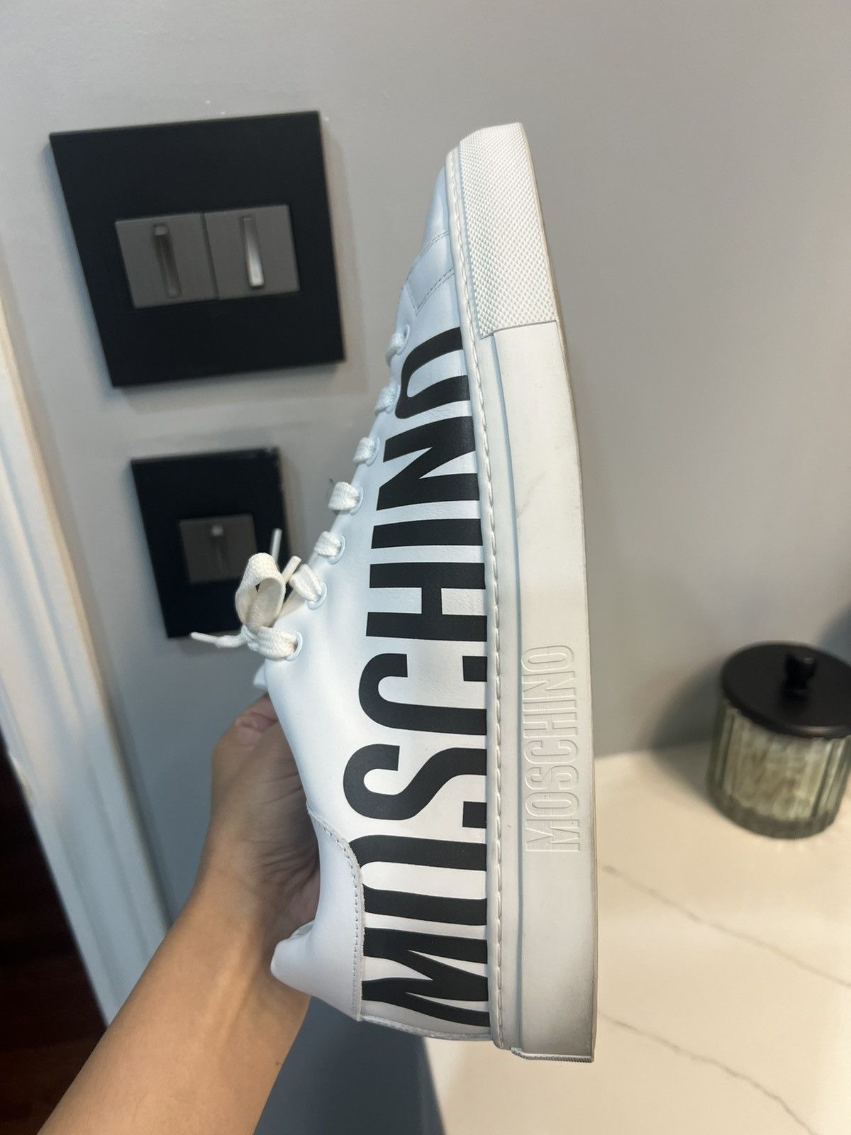 Moschino Moschino Logo-Printed Lace-Up Sneakers Size US 11 / EU 44 - 9 Thumbnail