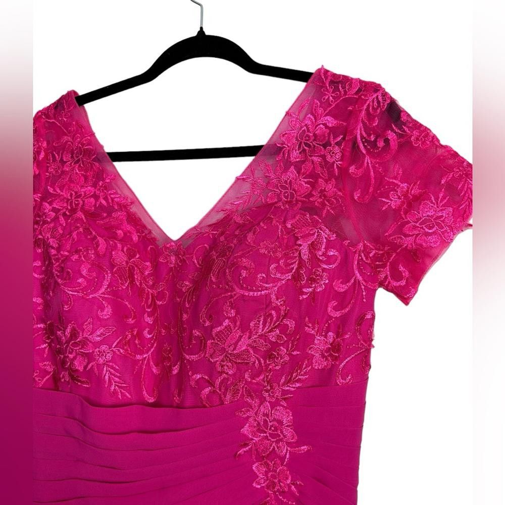 Designer Pink Lace Rhinestone Mother of The Bride Dress 10 Size L / US 10 / IT 46 - 3 Thumbnail