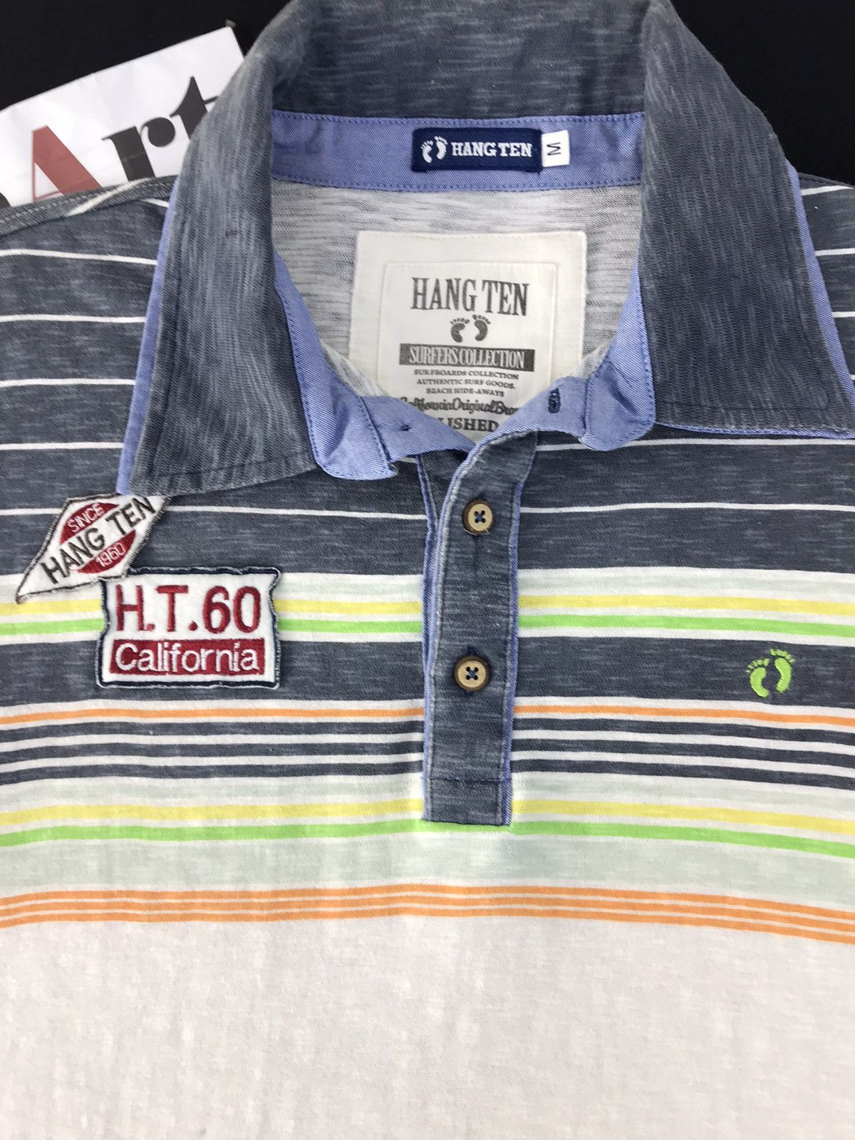 Hang Ten Vintage Hang Ten Double Kneck Design Stripes Polo Style Size US S / EU 44-46 / 1 - 4 Thumbnail