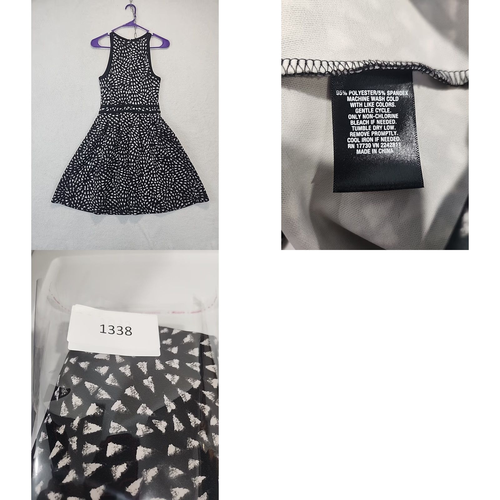 Mossimo Mossimo Geometric Print A-line Mini Dress Black White Women's XS Sleeveless Round Neck Zip Glitter Lined Casual Office Party/Cocktail Vintage No Size XS / US 0-2 / IT 36-38 - 10 Thumbnail