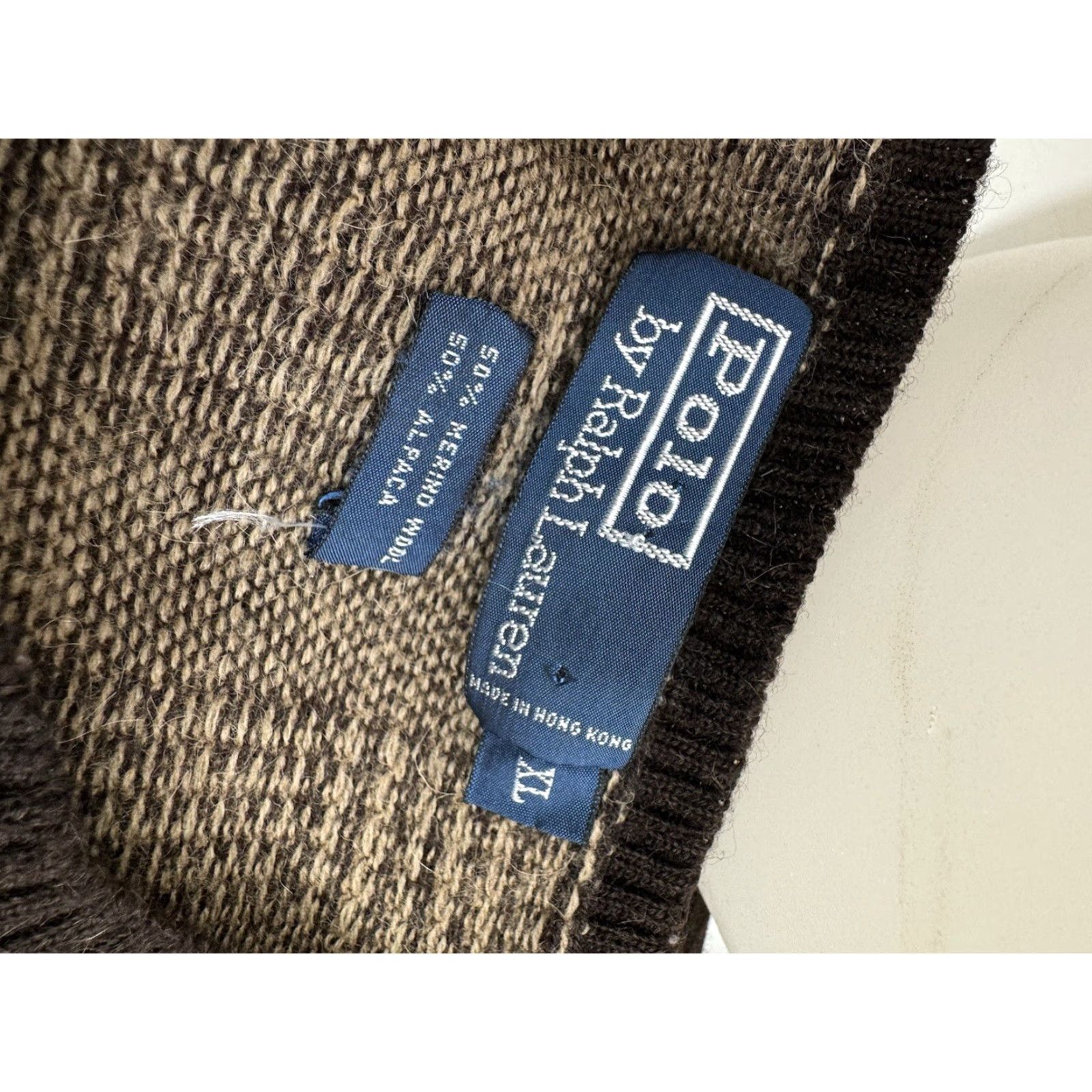 Ralph Lauren POLO RALPH LAUREN Sweater XL Alpaca Wool Mens Brown Pullover 2-Ply Knit Used Vintage AA Size US XL / EU 56 / 4 - 4 Thumbnail