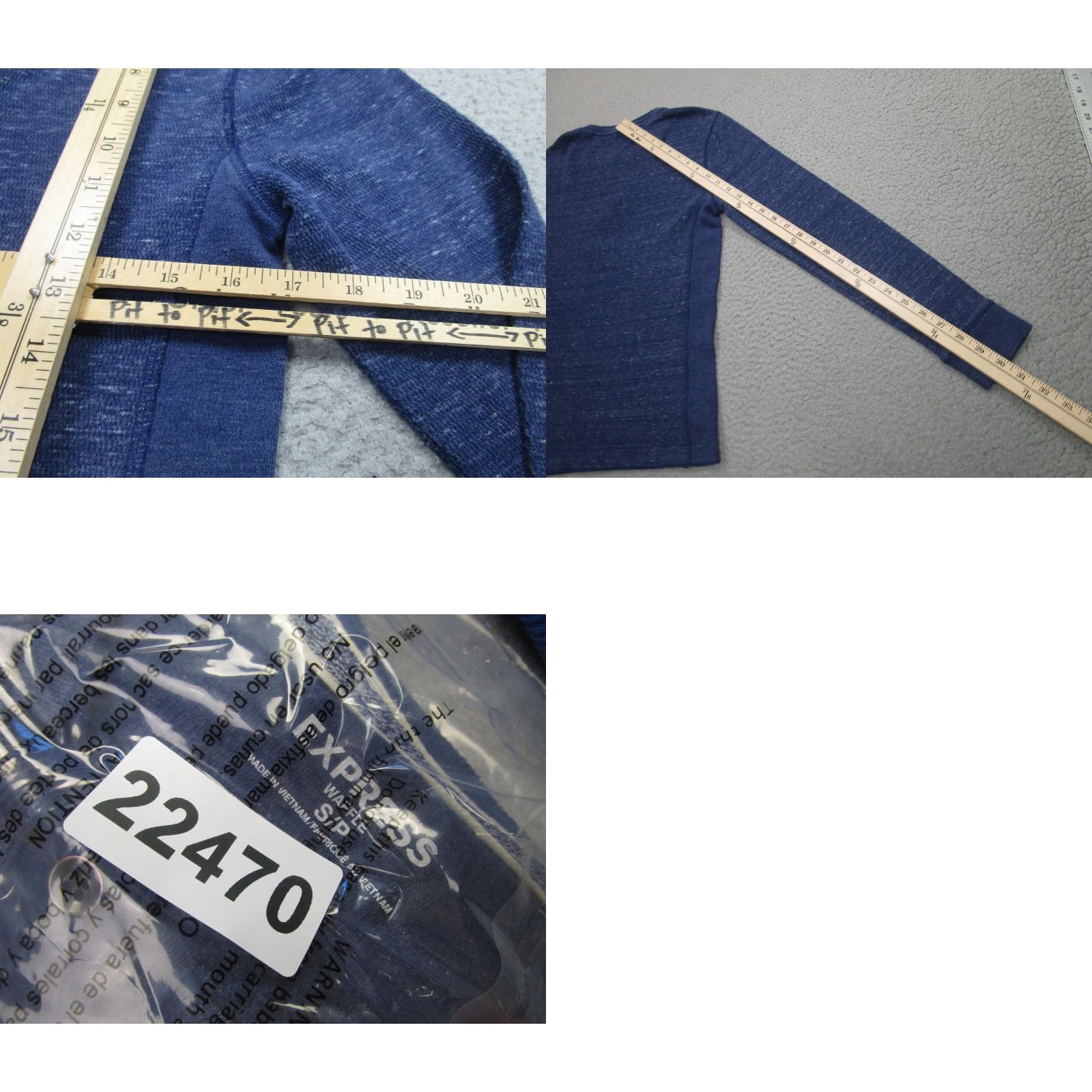 Express Express Waffle Shirt Mens Small Blue Long Sleeve Henley Thermal Tee Top Size US S / EU 44-46 / 1 - 8 Thumbnail