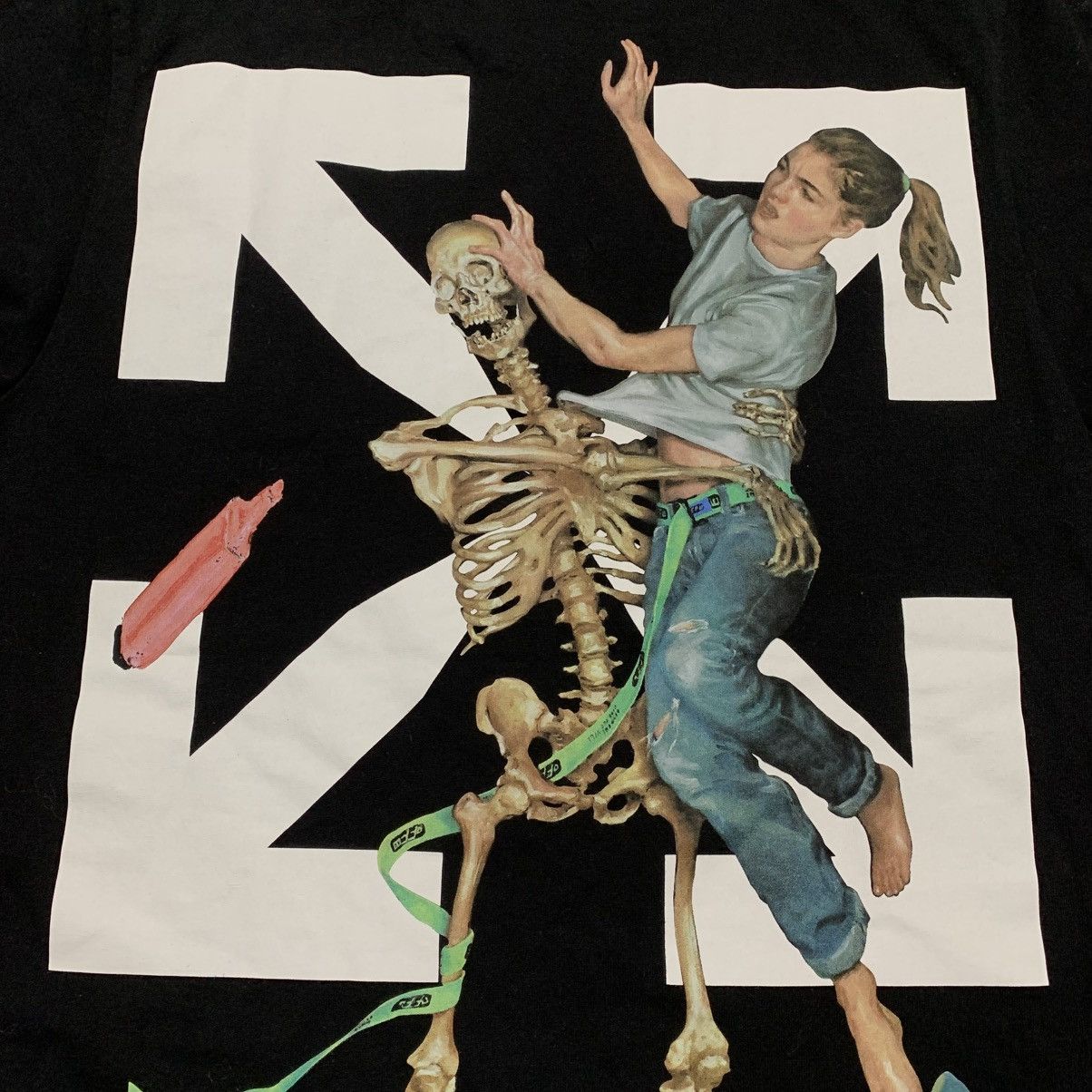 Off-White Off White XXS Tee Pascal Skeleton Arrows Black T-Shirt Size US XXS / EU 40 - 3 Thumbnail