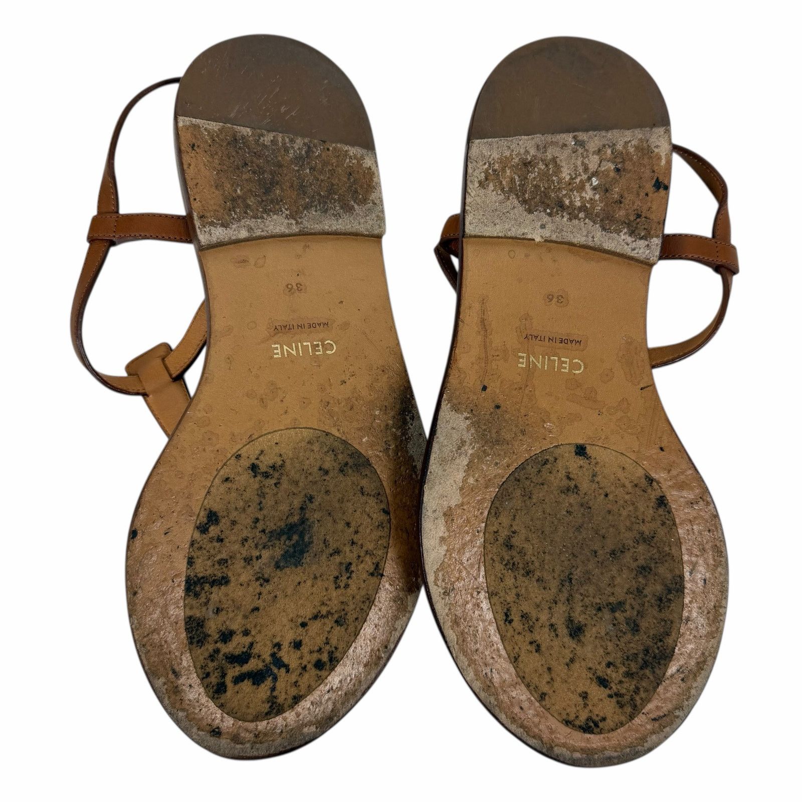 Celine Celine Triomphe Thong Leather Flat Sandal Brown Size 36 Size US 6 / IT 36 - 10 Thumbnail