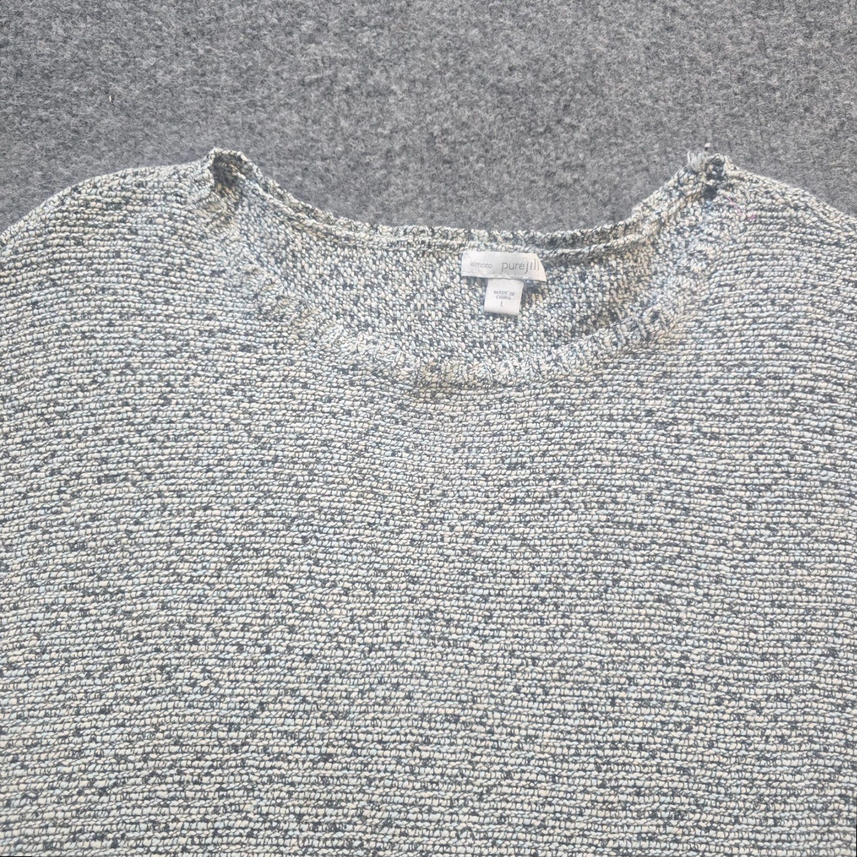 J. Jill J. Jill Sweater Womens Large Gray Kimono Sleeve Boxy Round Neck Casual Basic Pullover Knit Cotton Size L / US 10 / IT 46 - 2 Thumbnail