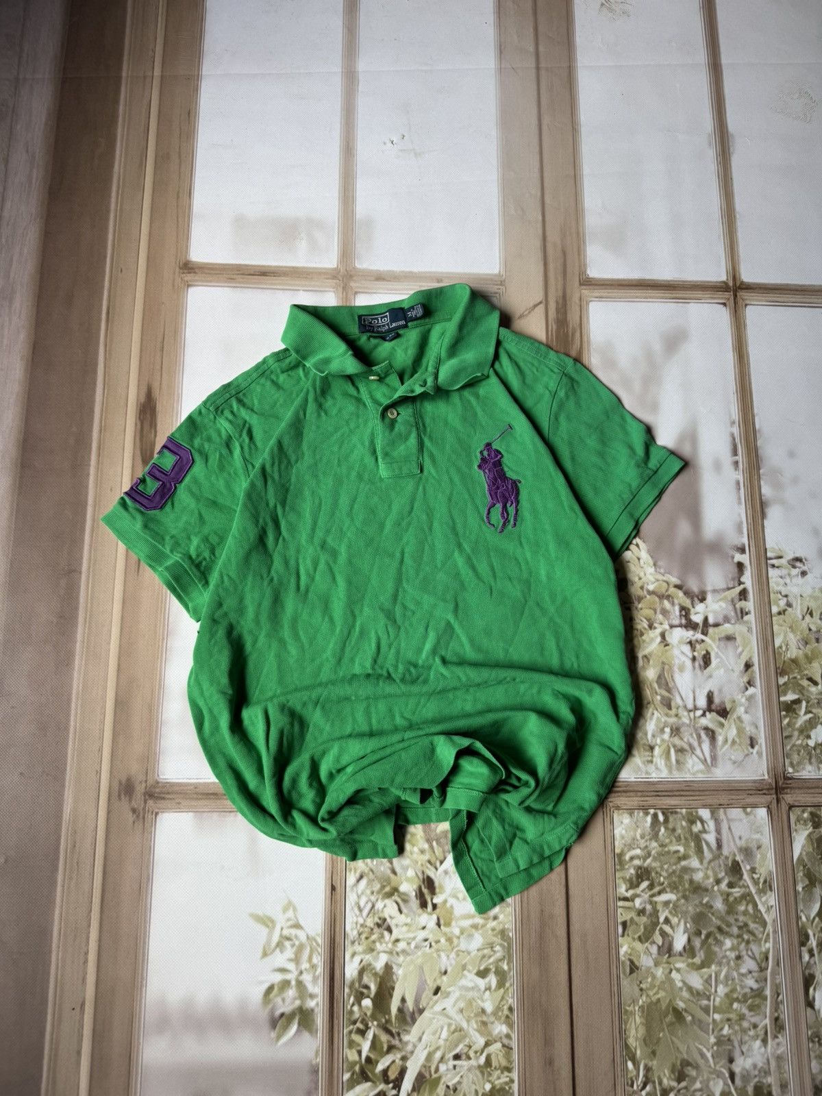 Polo Ralph Lauren Polo Ralph Lauren Big Pony Green & Purple Mesh Polo Shirt Size US M / EU 48-50 / 2 - 1 Thumbnail