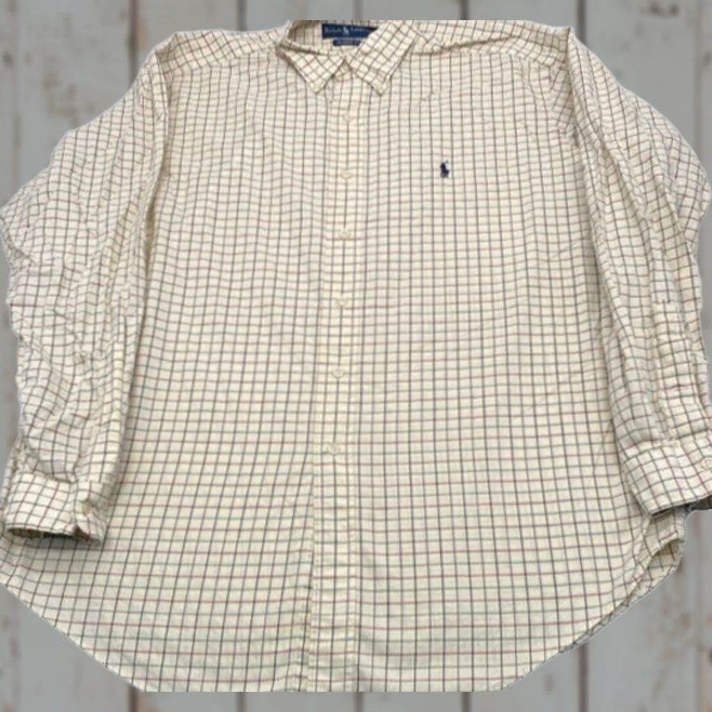 Ralph Lauren Ralph Lauren Mens Long Sleeve Button-Down Shirt Beige 100% Cotton Dress Shirt L Size US L / EU 52-54 / 3 - 1 Thumbnail