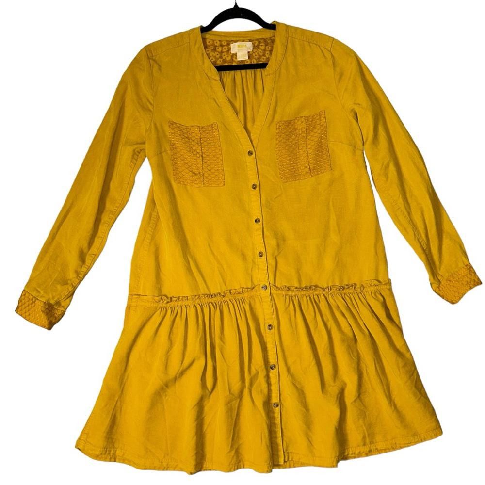 Designer Anthropologie l Maeve Marlie Button-Front Tunic Dress Size 6 Size M / US 6-8 / IT 42-44 - 3 Thumbnail