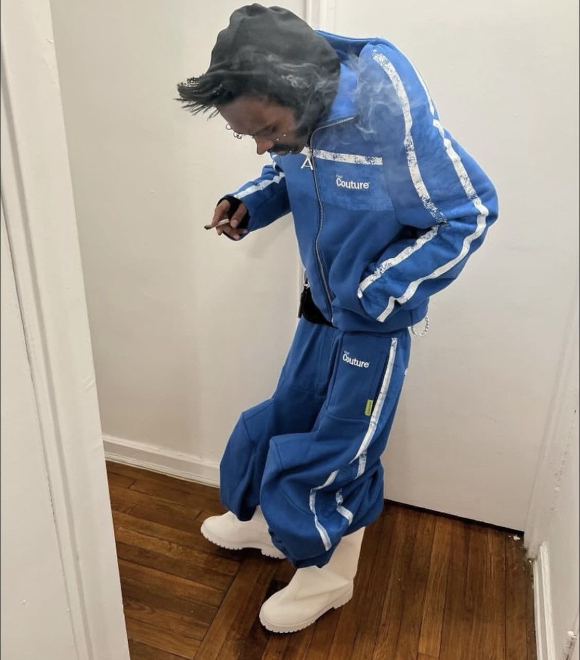 Anonymous Club Anonymous Club Couture Blue Sweat Pants Size US 32 / EU 48 - 1 Thumbnail