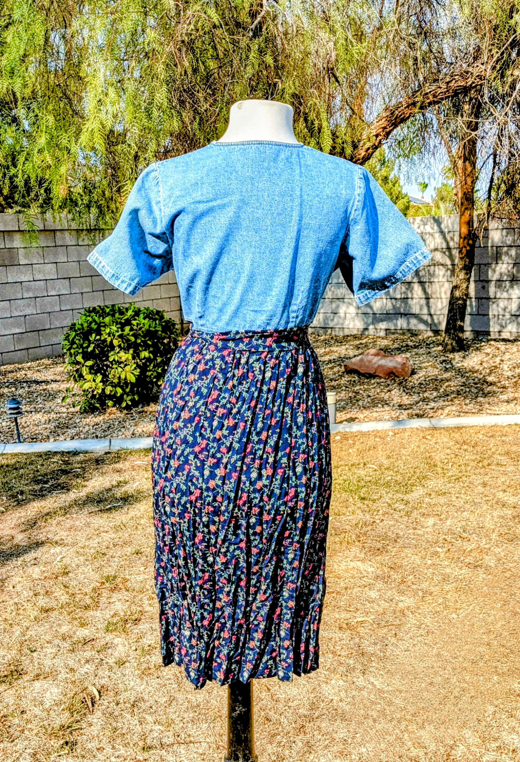 Cherokee Vintage Cherokee Denim Petite Full-button Blouson Midi Dress Size S / US 4 / IT 40 - 4 Thumbnail