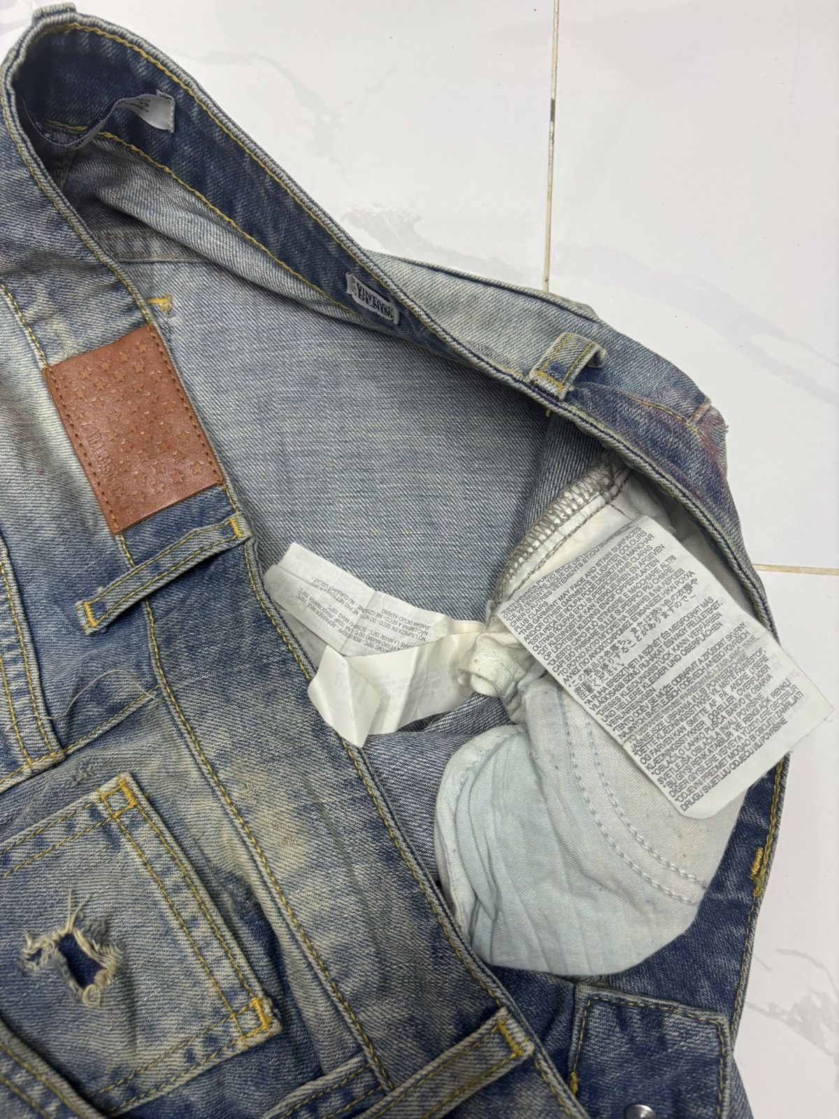If Six Was Nine VINTAGE DISTRESSED DENIM ZARA BAGGY WIDE JEANS Size US 34 / EU 50 - 9 Thumbnail