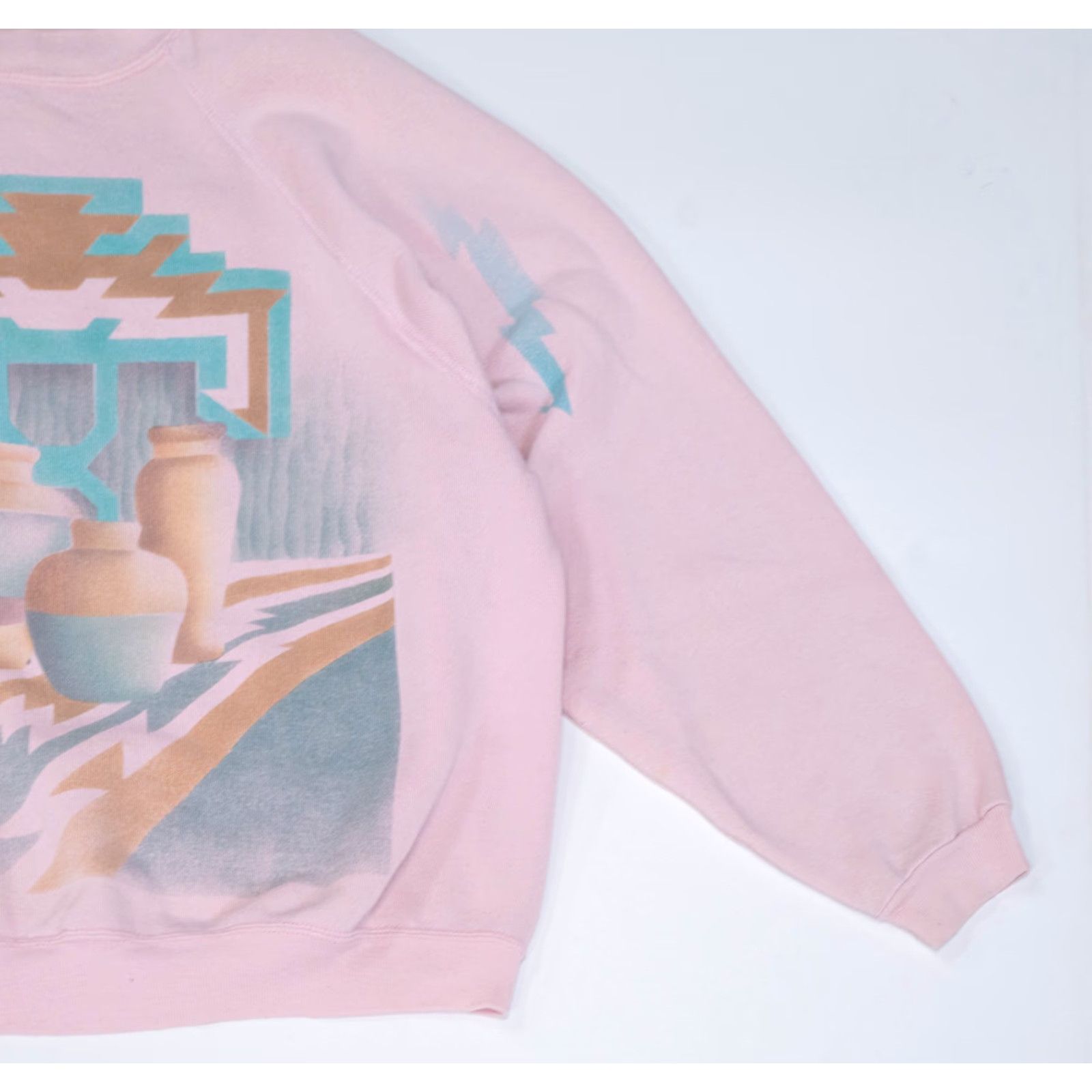 Pinko VINTAGE Sweats Appeal Sweatshirt Women Boxy Geometric Aztec Long Sleeve Purple Green 80s 90s USA USA Womens Ladies Size L Runtime: 1 Size L / US 10 / IT 46 - 5 Thumbnail