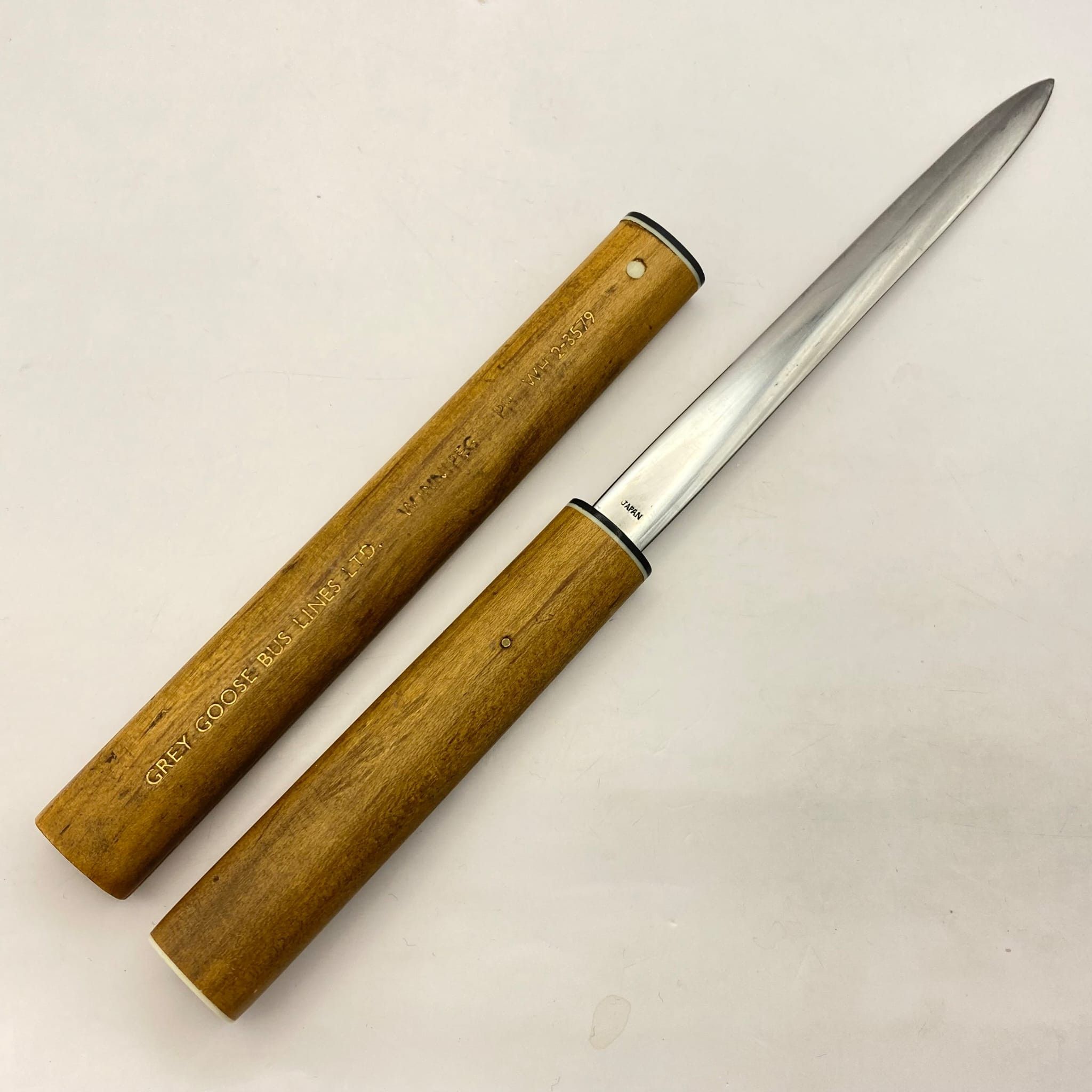 Vintage Japanese Letter Opener Stainless Steel Blade Wood