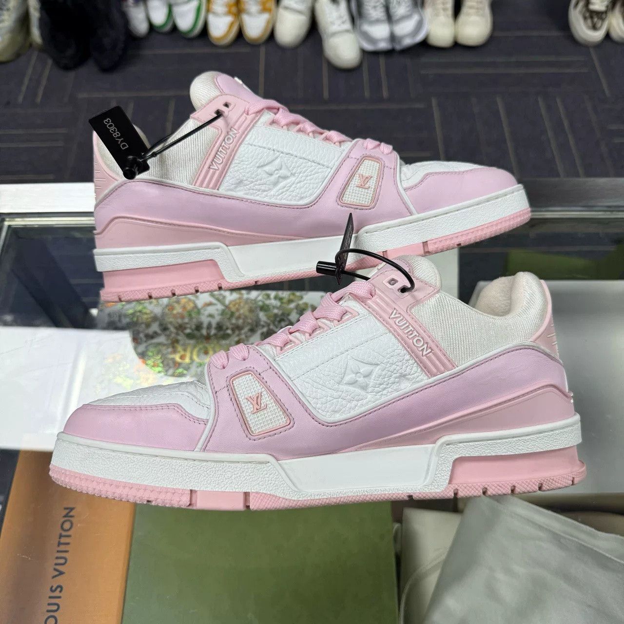 Louis Vuitton LV Trainer Pink White Print Sneakers Size US 8.5 / EU 41-42 - 4 Thumbnail