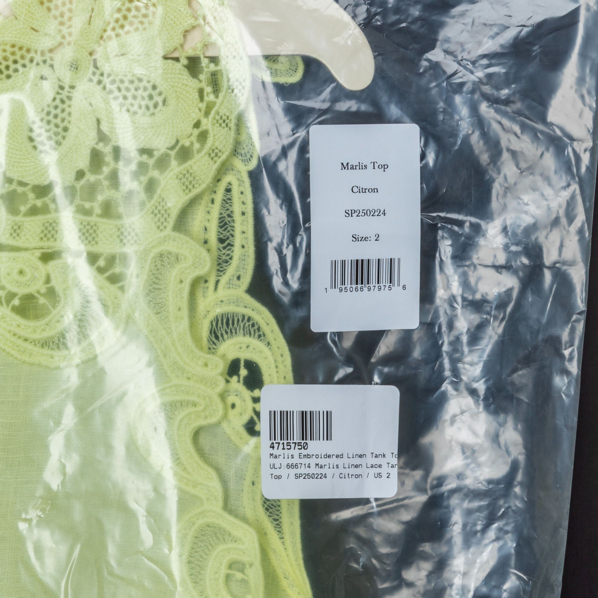 Ulla Johnson Ulla Johnson Marlis Embroidered Linen Lace Tank Top Citron S Size XS / US 0-2 / IT 36-38 - 10 Thumbnail