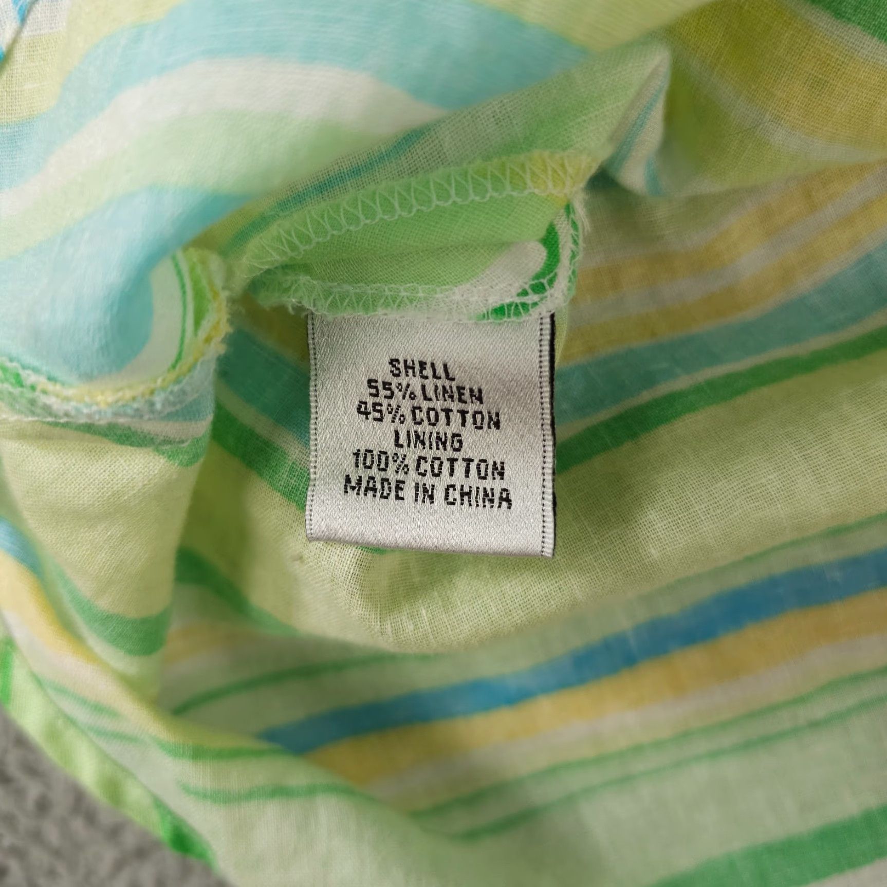 Talbots VTG Talbots Shirt Medium Yellow Striped V Neck Sleeveless Linen Side Zip - Women, Blouse, Casual, Colorful, Classic, 90s Theme, M, Yellow Green Size M / US 6-8 / IT 42-44 - 4 Thumbnail