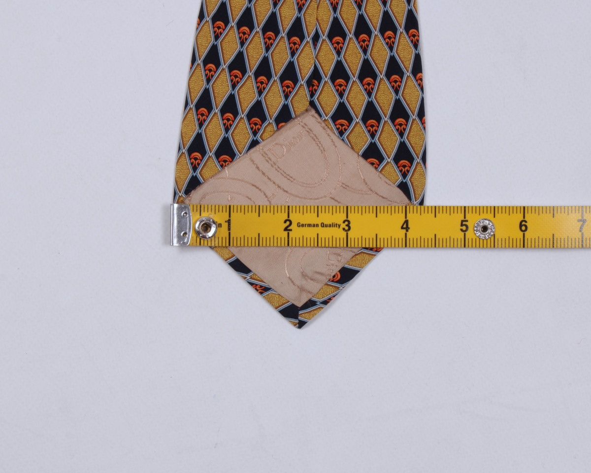 Designer × Vintage × Yves Saint Laurent DIOR Vintage Gold Yellow Geometric Silk Tie Size ONE SIZE - 11 Thumbnail