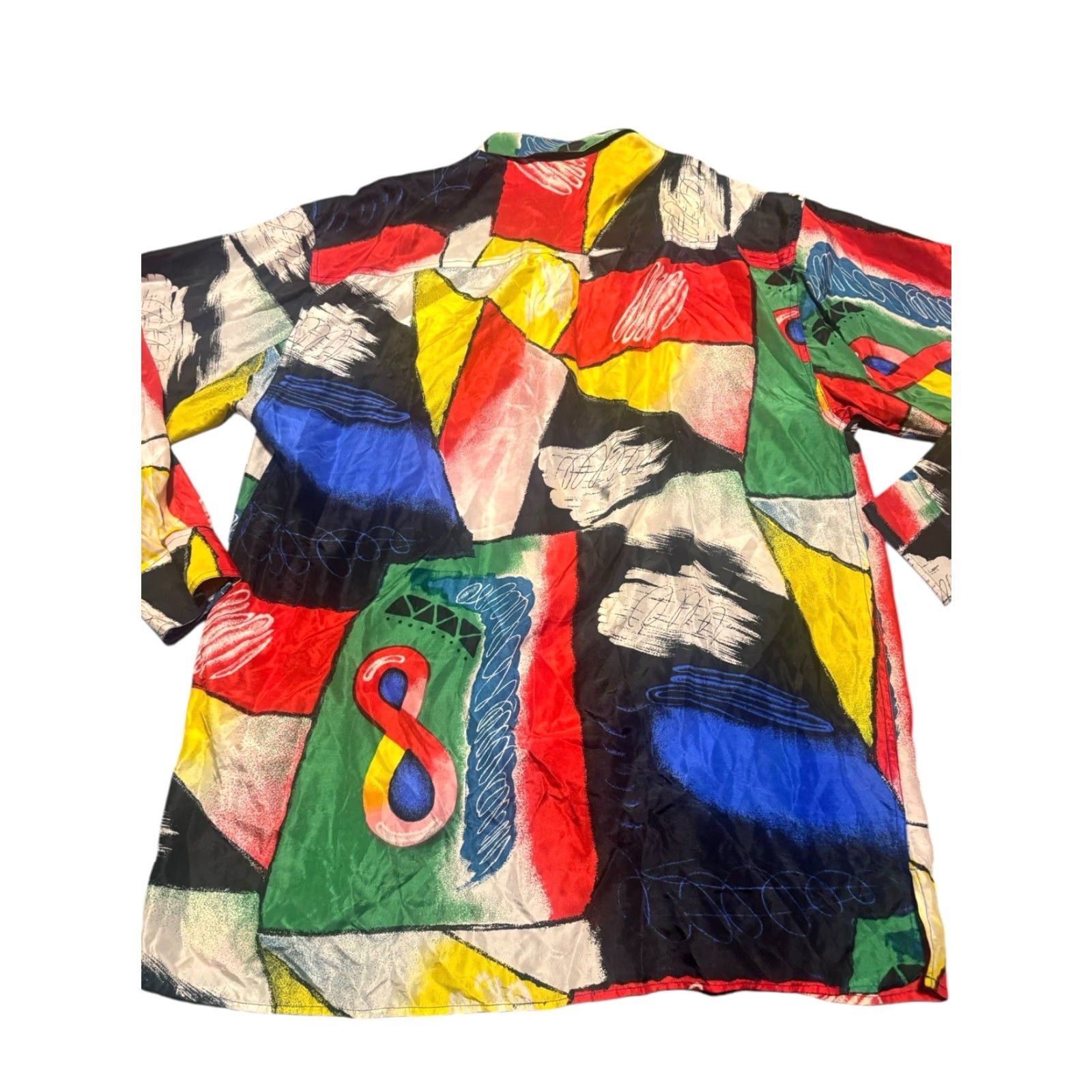 Vintage VINTAGE Bogari Abstract Button Up 100% Silk Shirt Long Sleeve Multi Size M Size M / US 6-8 / IT 42-44 - 7 Thumbnail