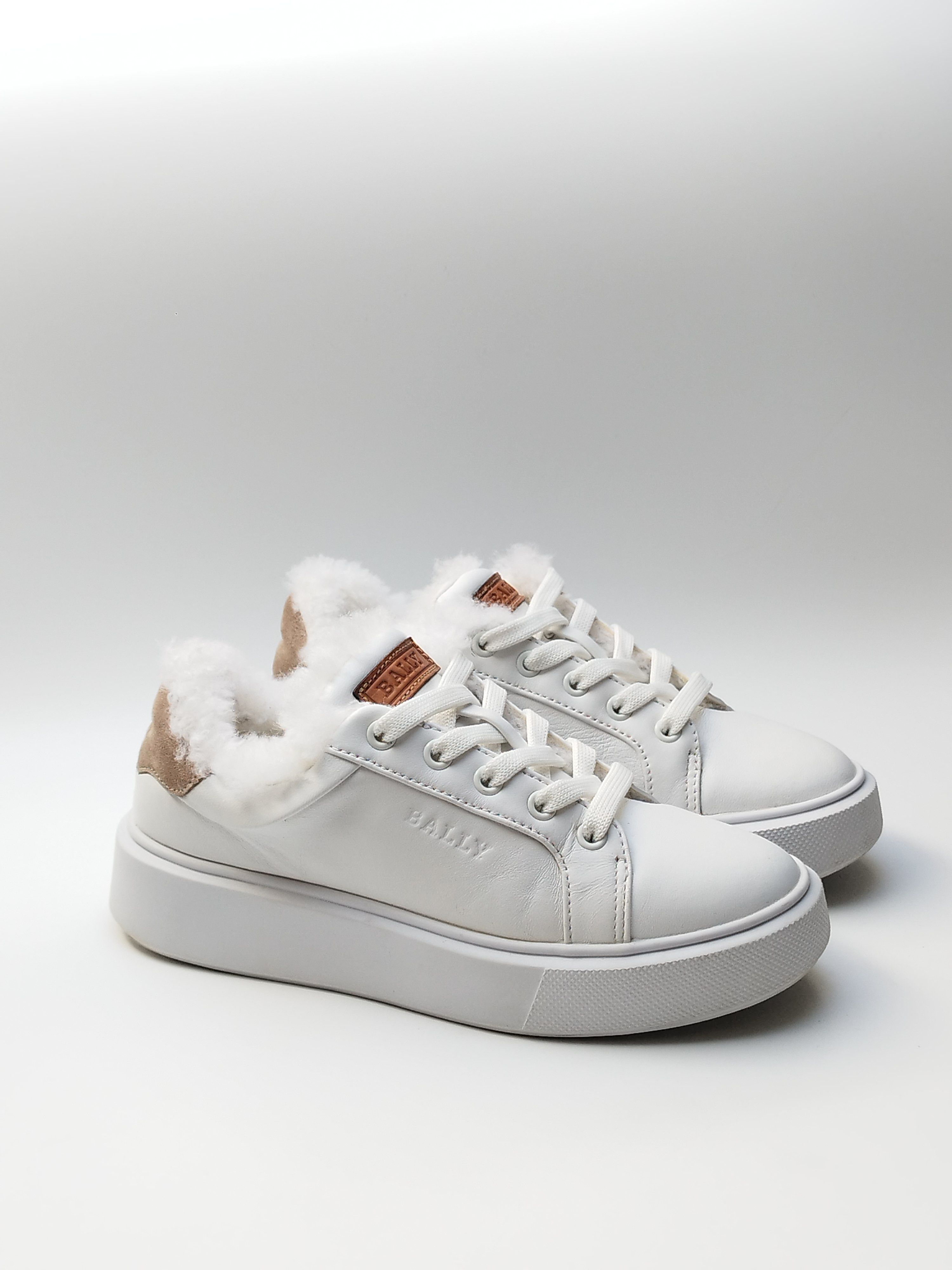 Bally Bally leather Trainers faux fur white beige Size US 6 / IT 36 - 2 Thumbnail