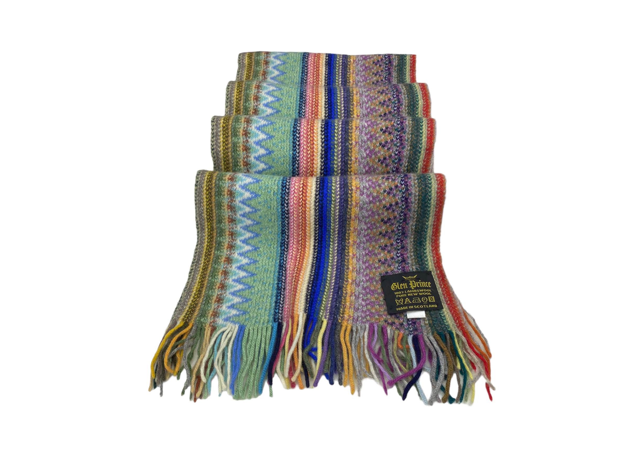 Vintage 90s Glen Prince Lambswool Crochet Scarf – Brown/Beige Size ONE SIZE - 8 Thumbnail