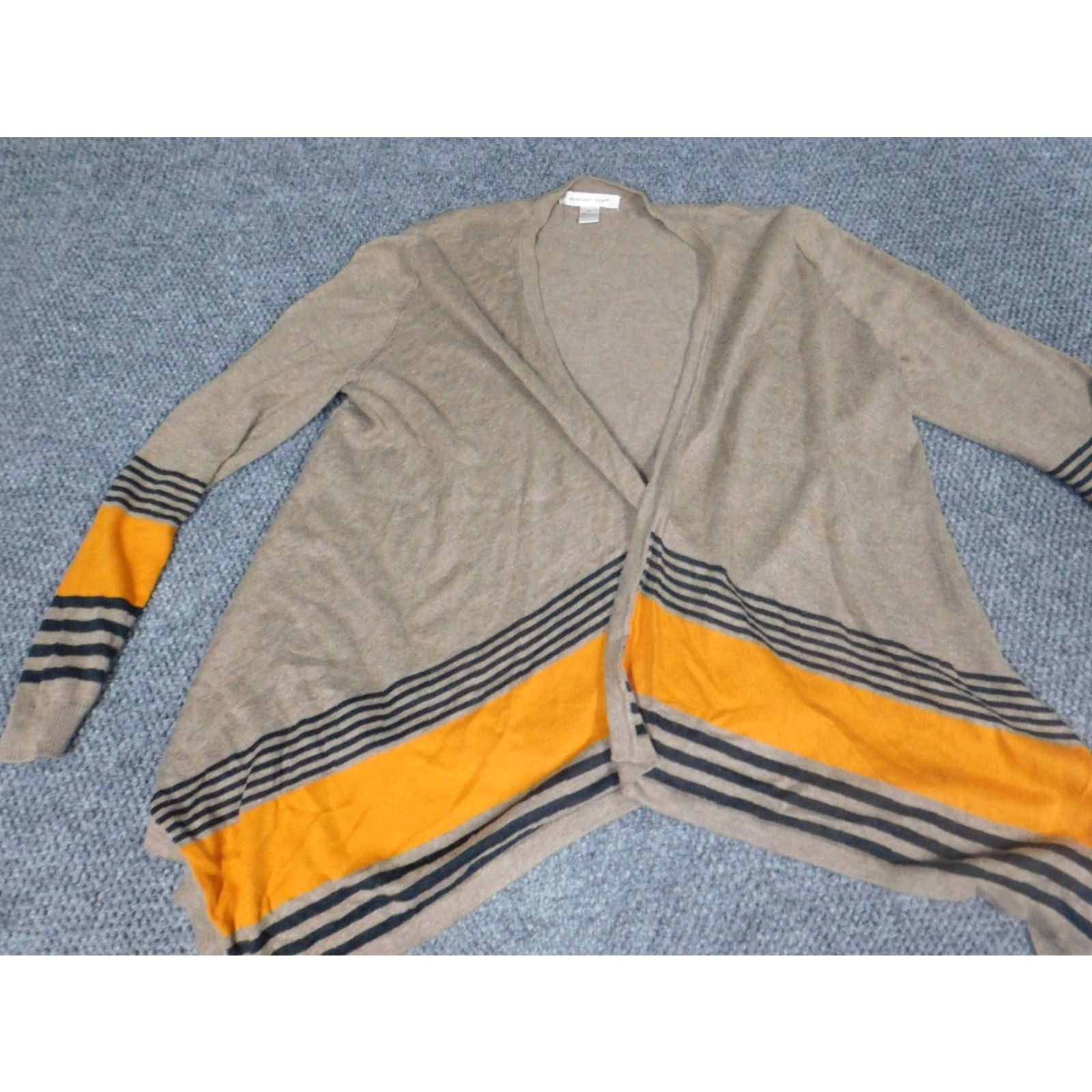Vintage August Silk Cardigan Sweater Womens L Brown Open Crew Neck Casual Knit Winter Vintage: No Size L / US 10 / IT 46 - 3 Thumbnail