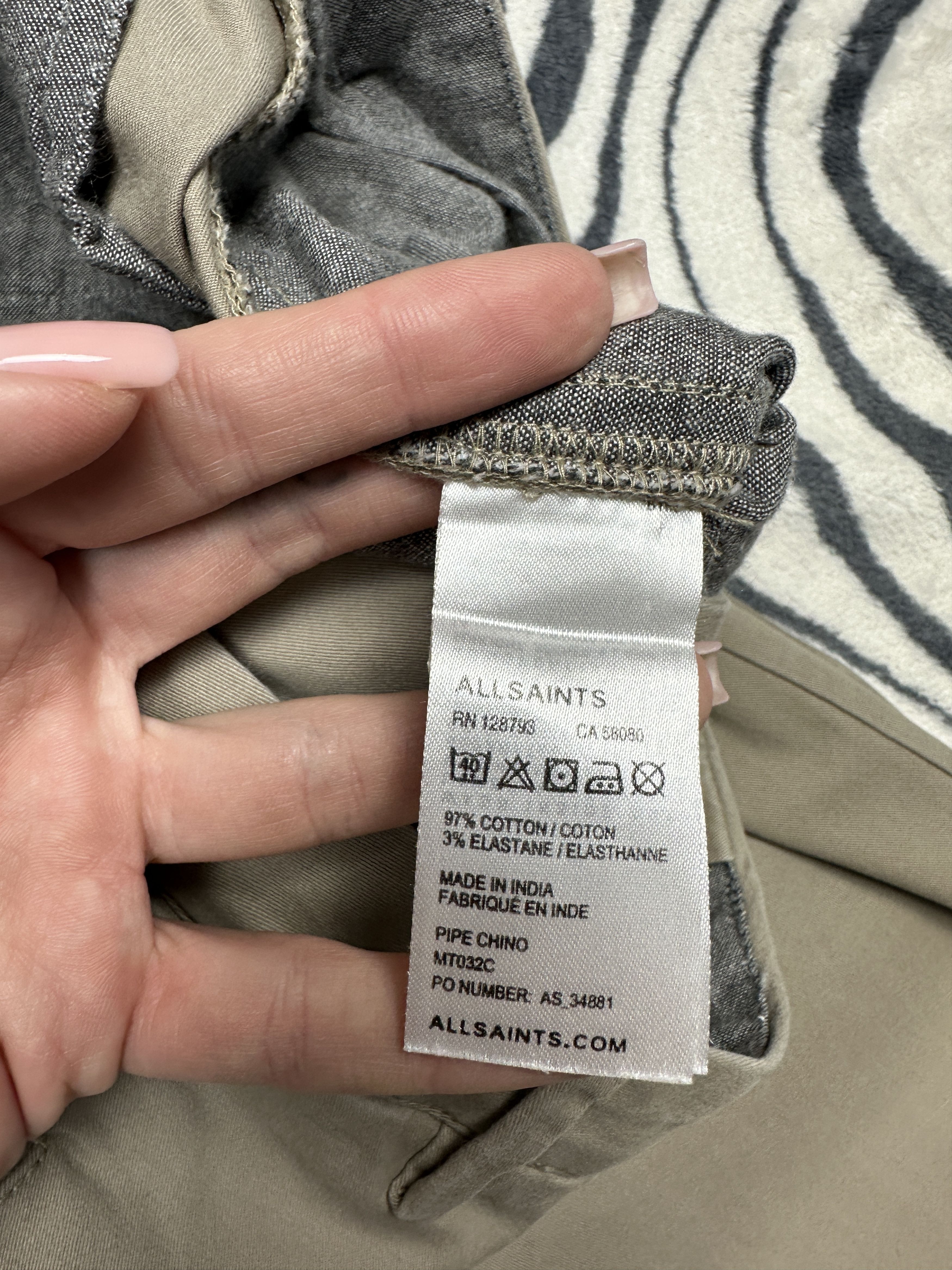 Allsaints Allsaints Mens Pipe Chino Pants Size US 34 / EU 50 - 4 Thumbnail
