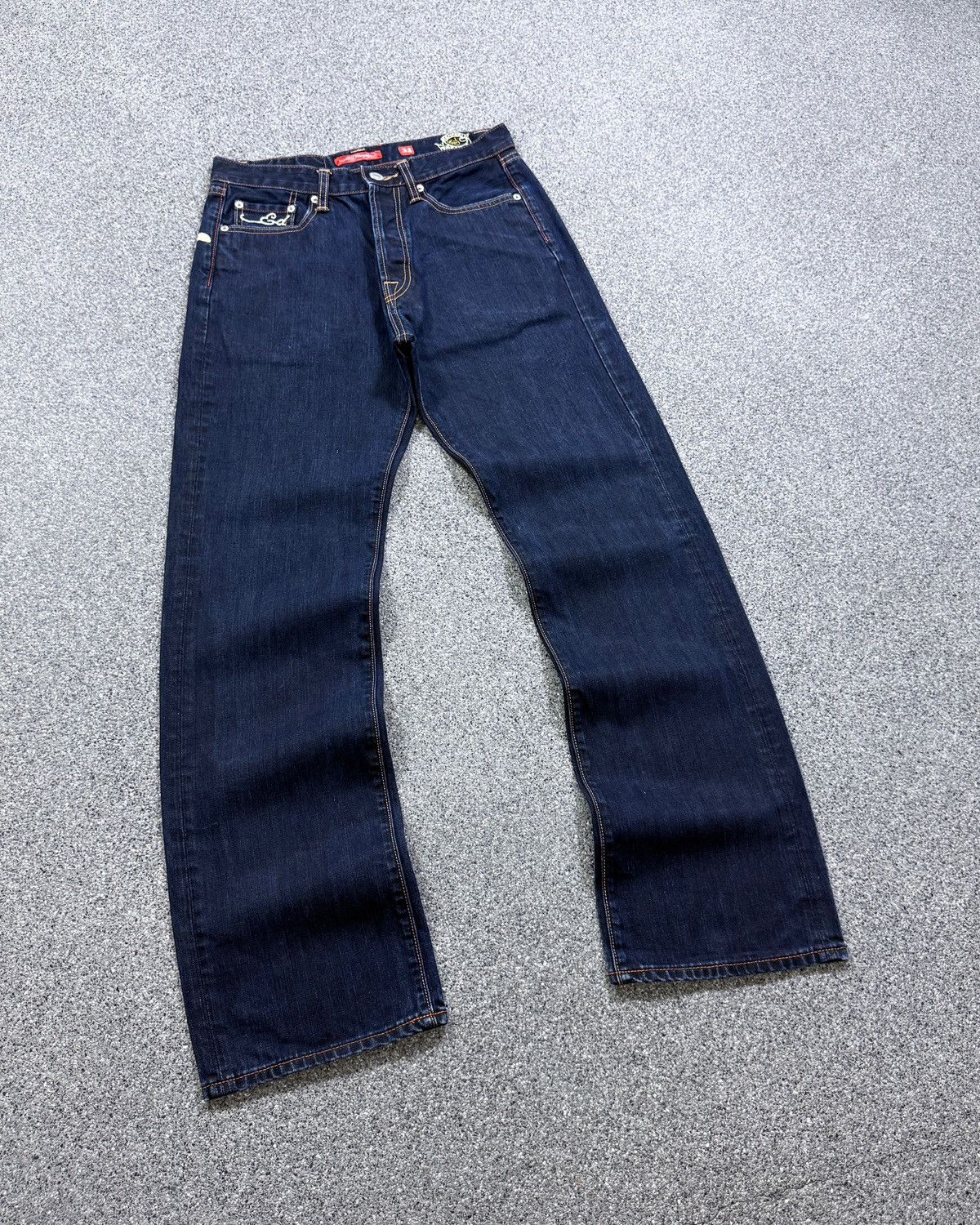 Ed Hardy Rare VTG Ed Hardy Wolf Embroidery Flare Jeans Size US 31 - 14 Thumbnail