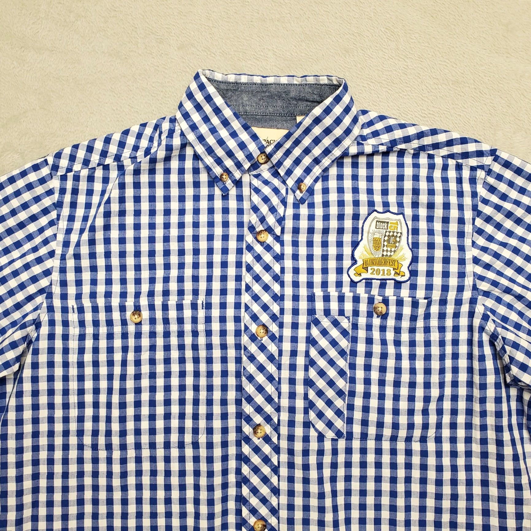 Vintage VINTAGE Backpacker Shirt Mens Medium Blue Check Bloktoberfest Block 15 Beer Brewery Shirt Mens Blue Check Block 15 Beer Brewery Size US M / EU 48-50 / 2 - 2 Thumbnail