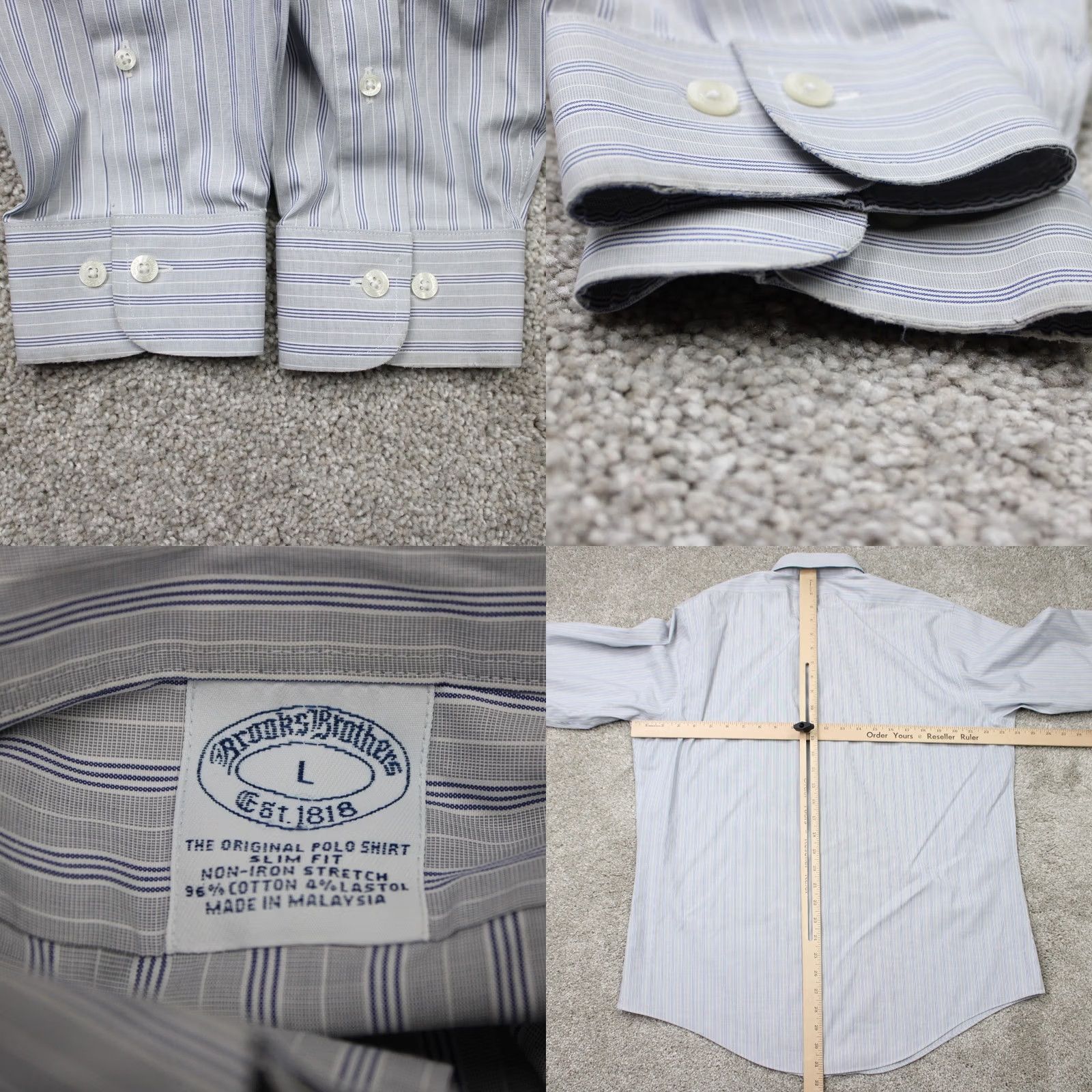 Brooks Brothers Brooks Brothers Shirt Mens Large Gray Slim Fit Non-Iron Stretch Long Sleeve Button-Up Size US L / EU 52-54 / 3 - 8 Thumbnail